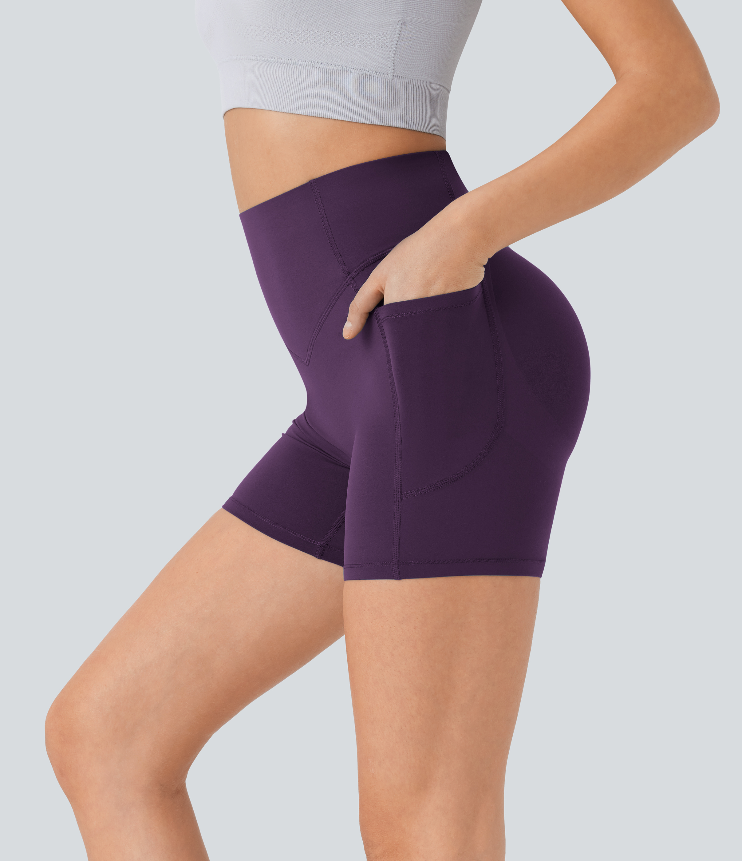 Halara UltraSculpt™ High Waisted Scrunch Butt Lifting Tummy Control Pocket Shaping Workout Biker Shorts 5''