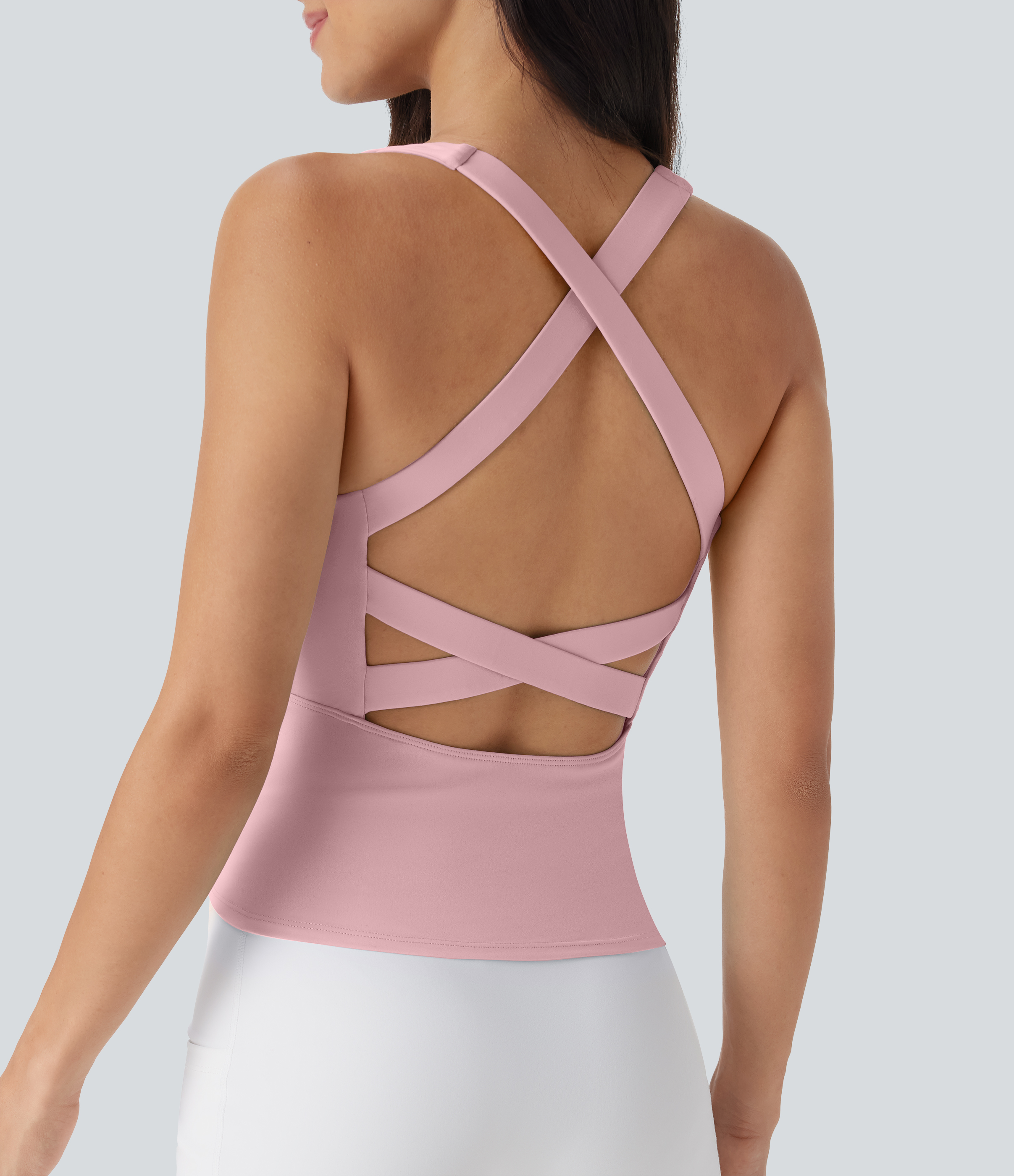 SoftlyZero™ Airy Square Neck Cropped Cool Touch Running Tank Top-Longer Length-UPF50+