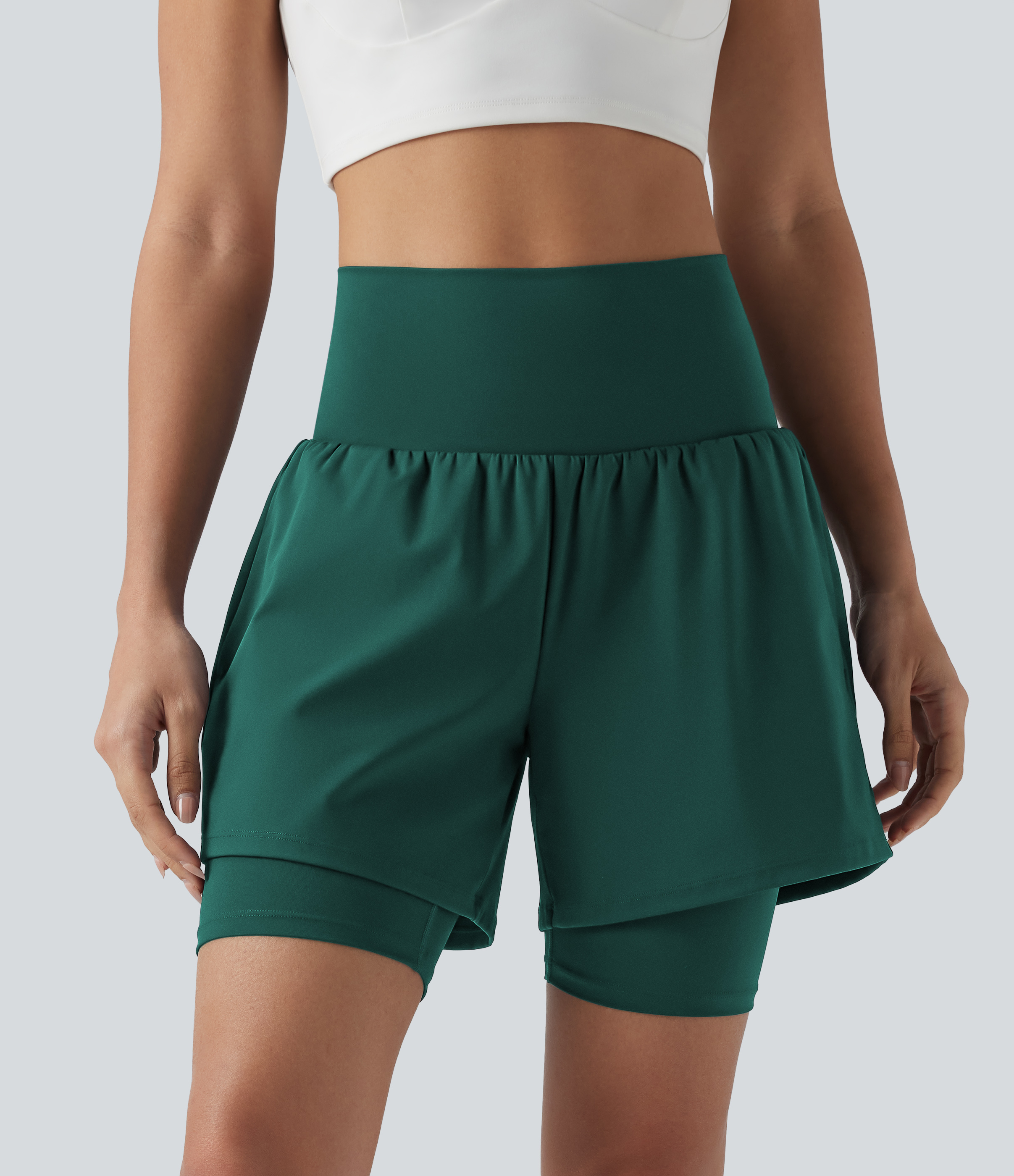 SoftlyZero™ Airy Super High Waisted 2-in-1 Cool Touch Yoga Shorts 7'' with Pockets