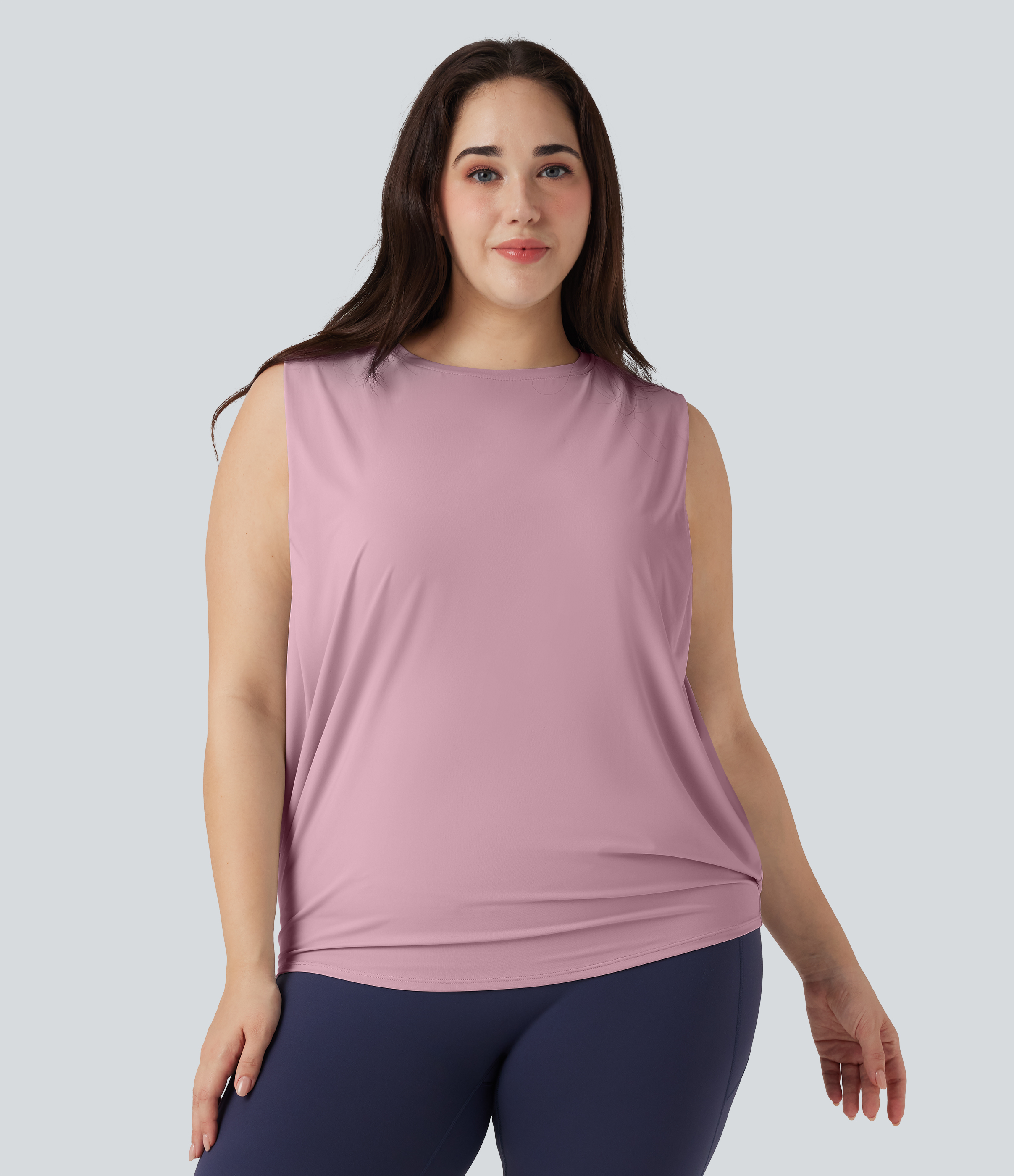 Plus Size Round Neck Cool Touch Yoga Tank Top-UPF50+