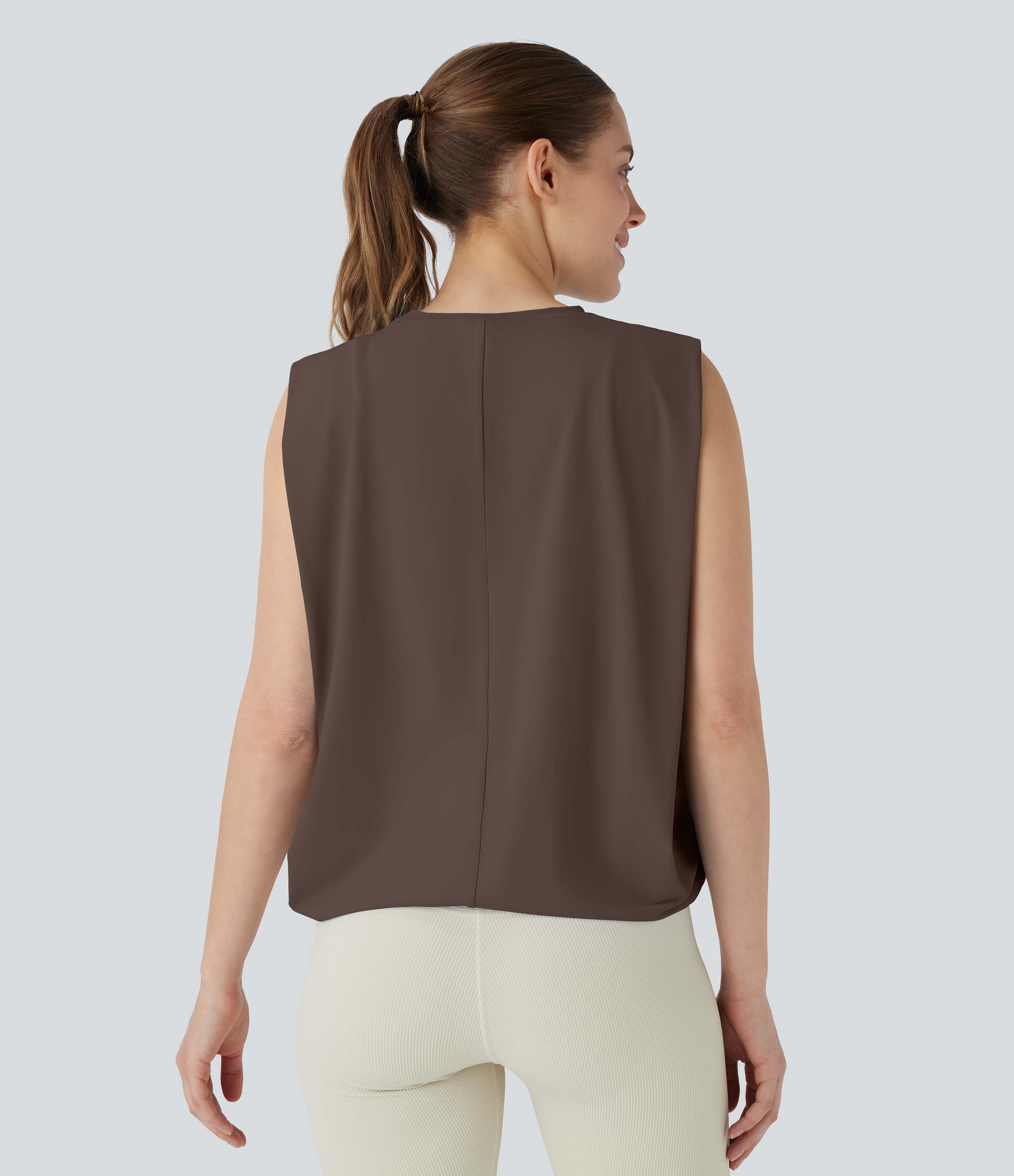 Chocolate Martini Round Neck Ruched InstantCool Yoga Tank Top-UPF50+ / 2
