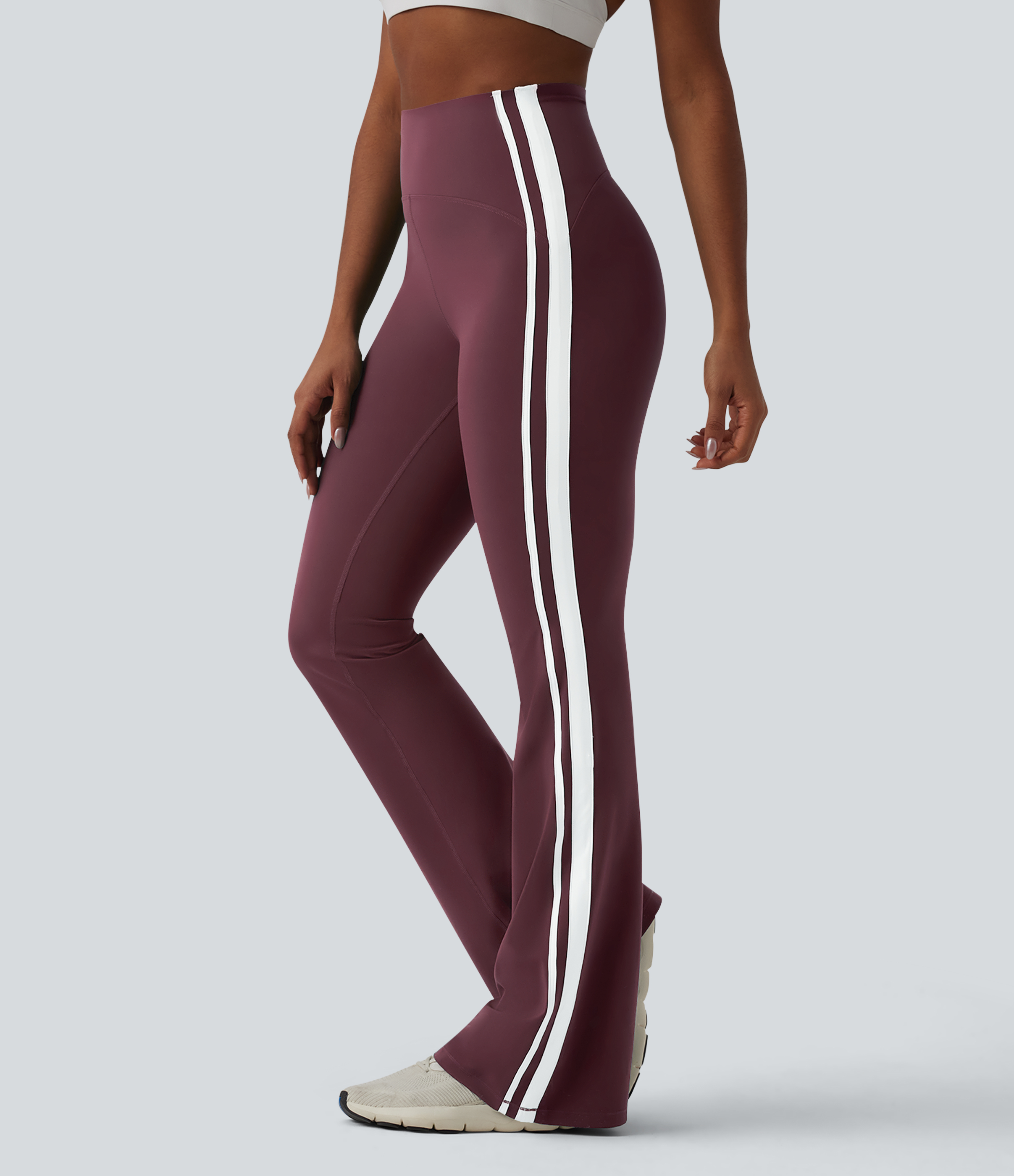 Halara UltraSculpt™ High-waisted Tummy Control Side Stripe Yoga 7/8 Flare Leggings