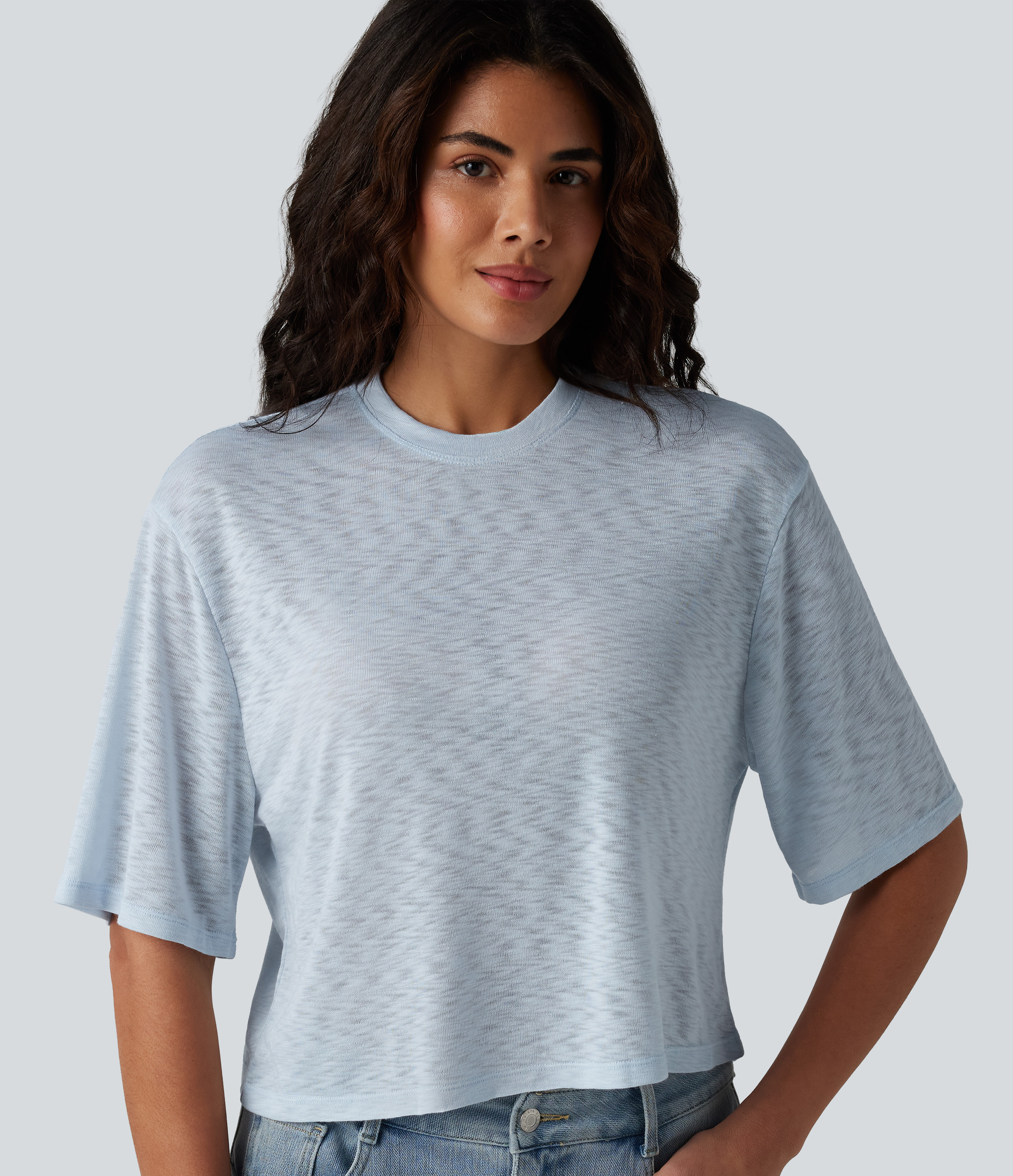 Round Neck Short Sleeve Casual Top