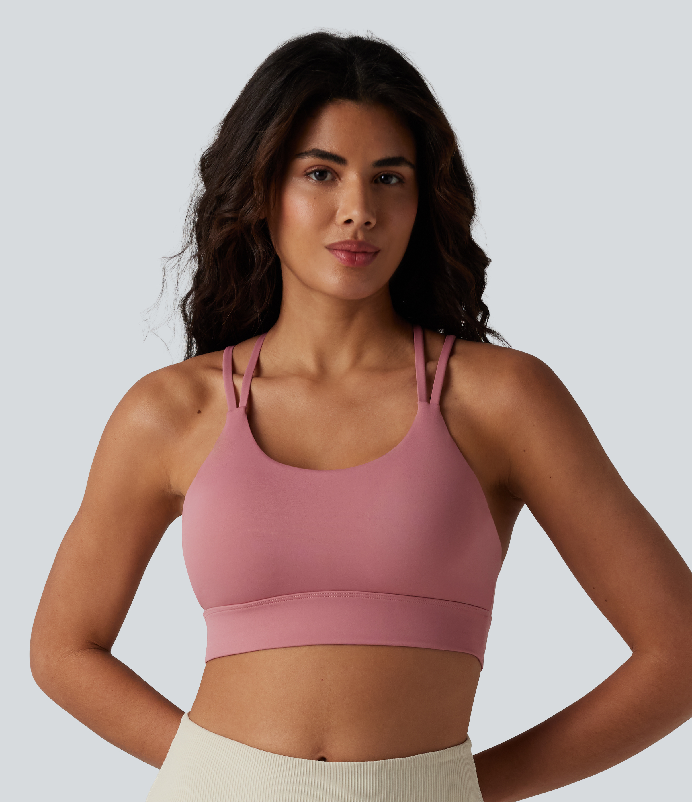 Ash Pink Low Support Built-in Bra Workout Sports Bra / 2