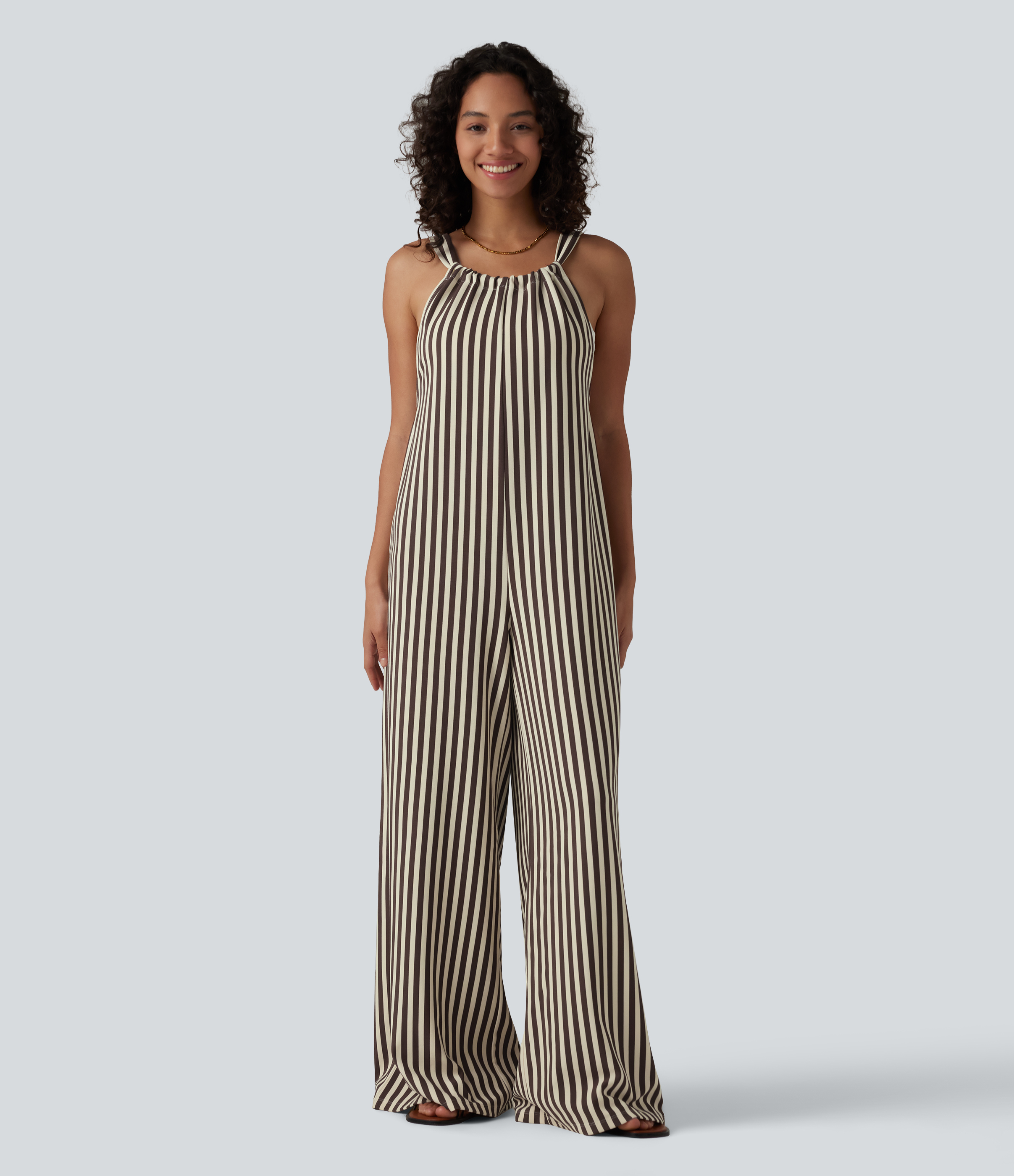 Cocoa Stripe Tie-back Stripes Casual Baggy Overalls with Pockets / 2