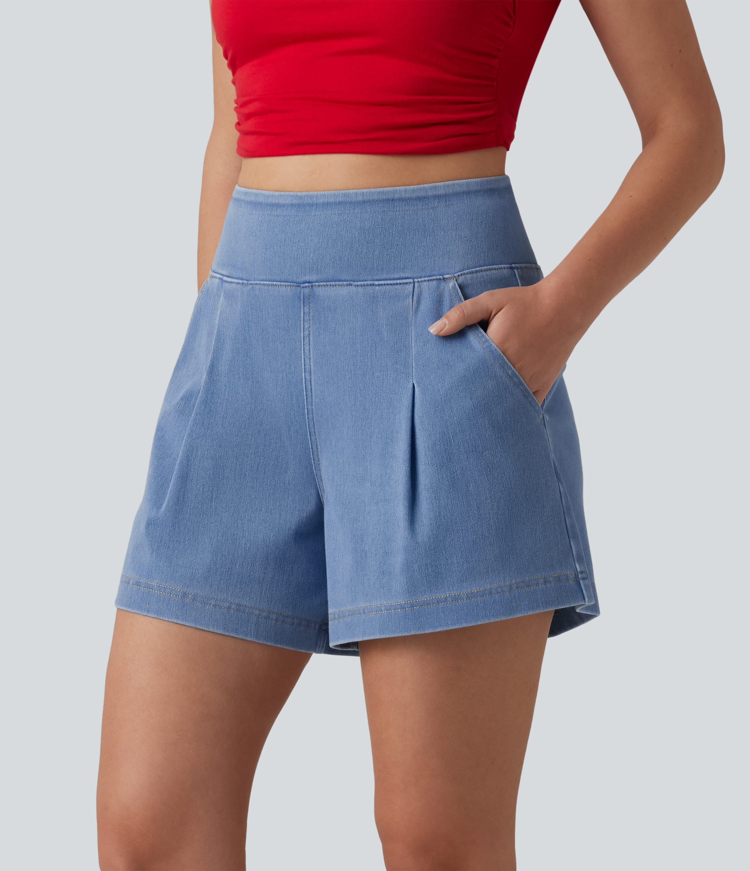 Women's Halara Flex™ High Waisted Denim Casual Baggy Shorts 4