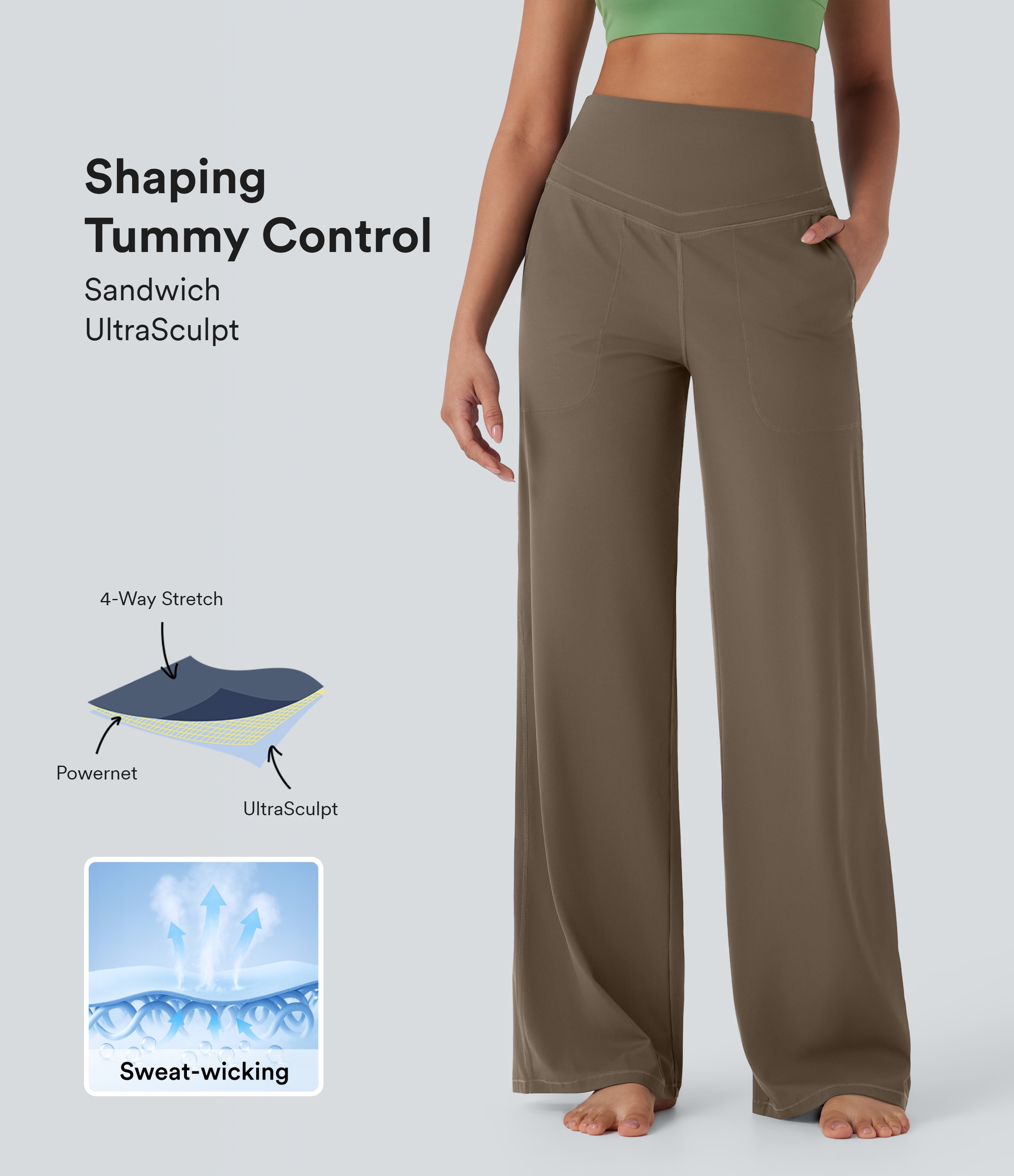 Halara UltraSculpt™ High Waisted Tummy Control Straight Leg Yoga Pants with Pockets