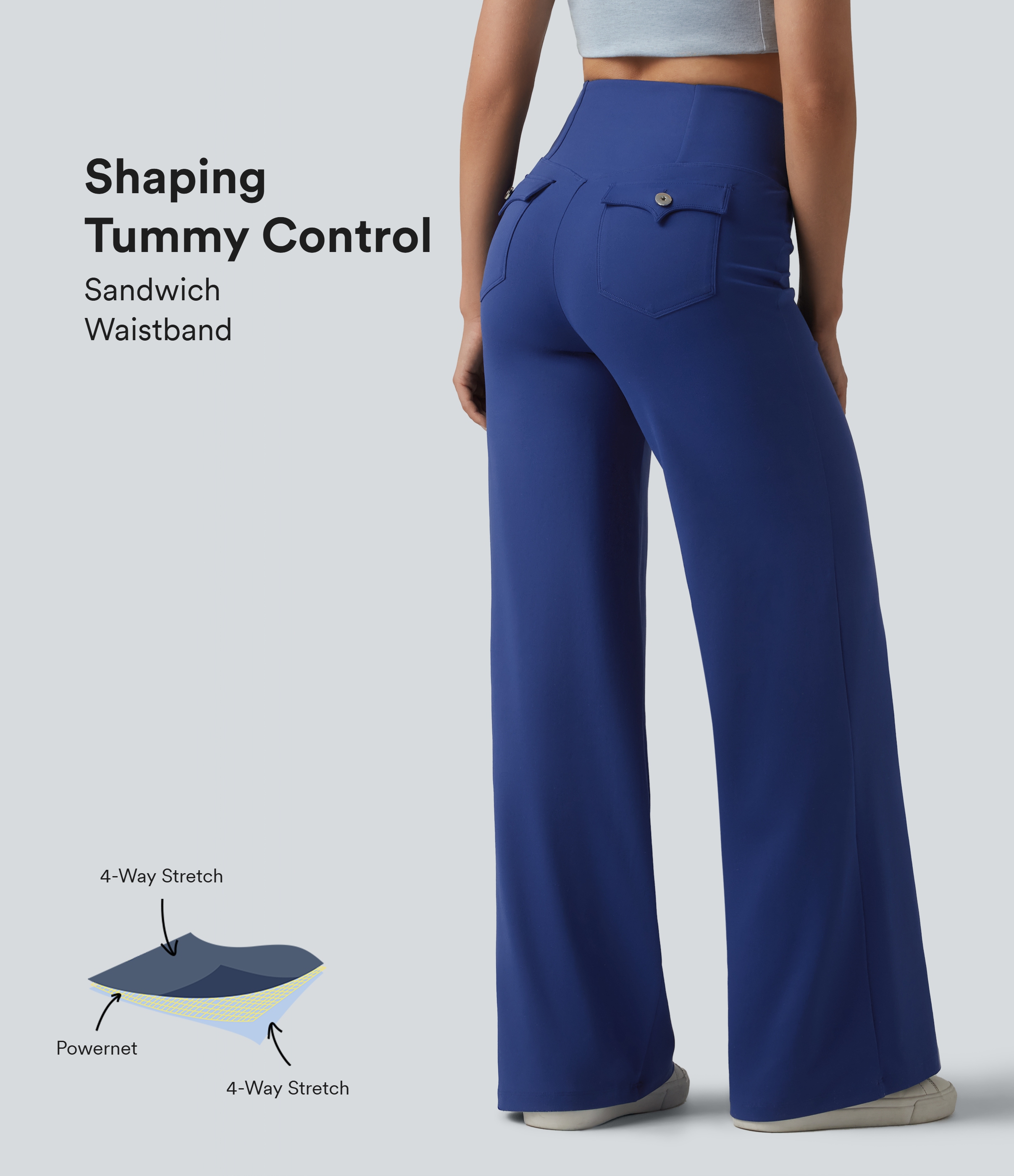 DayStretch Crossover High Waisted Tummy Control Casual Bootcut Pants with Pockets