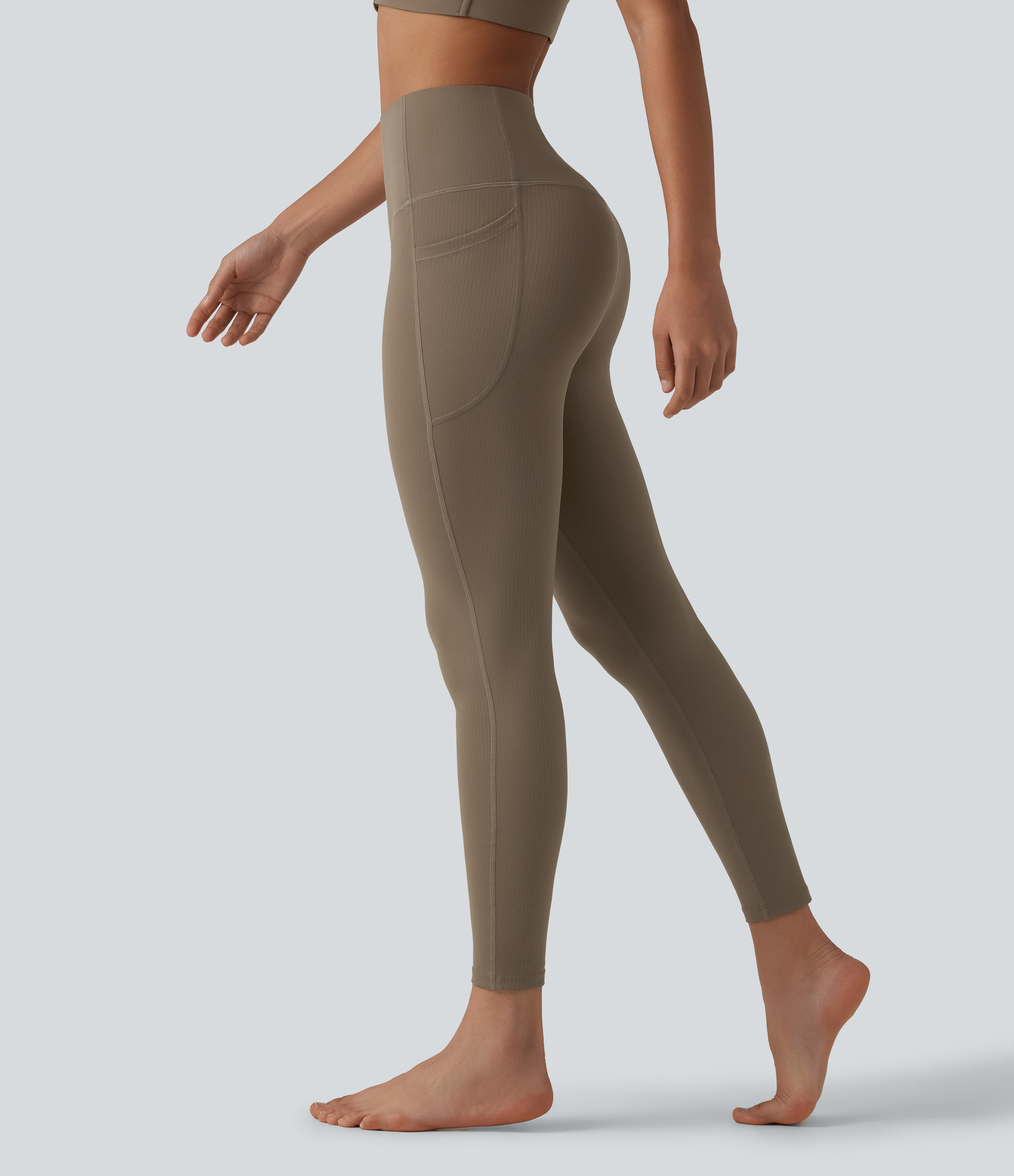 Halara UltraSculpt™ Ribbed High Waisted Tummy Control Yoga Leggings with Pockets