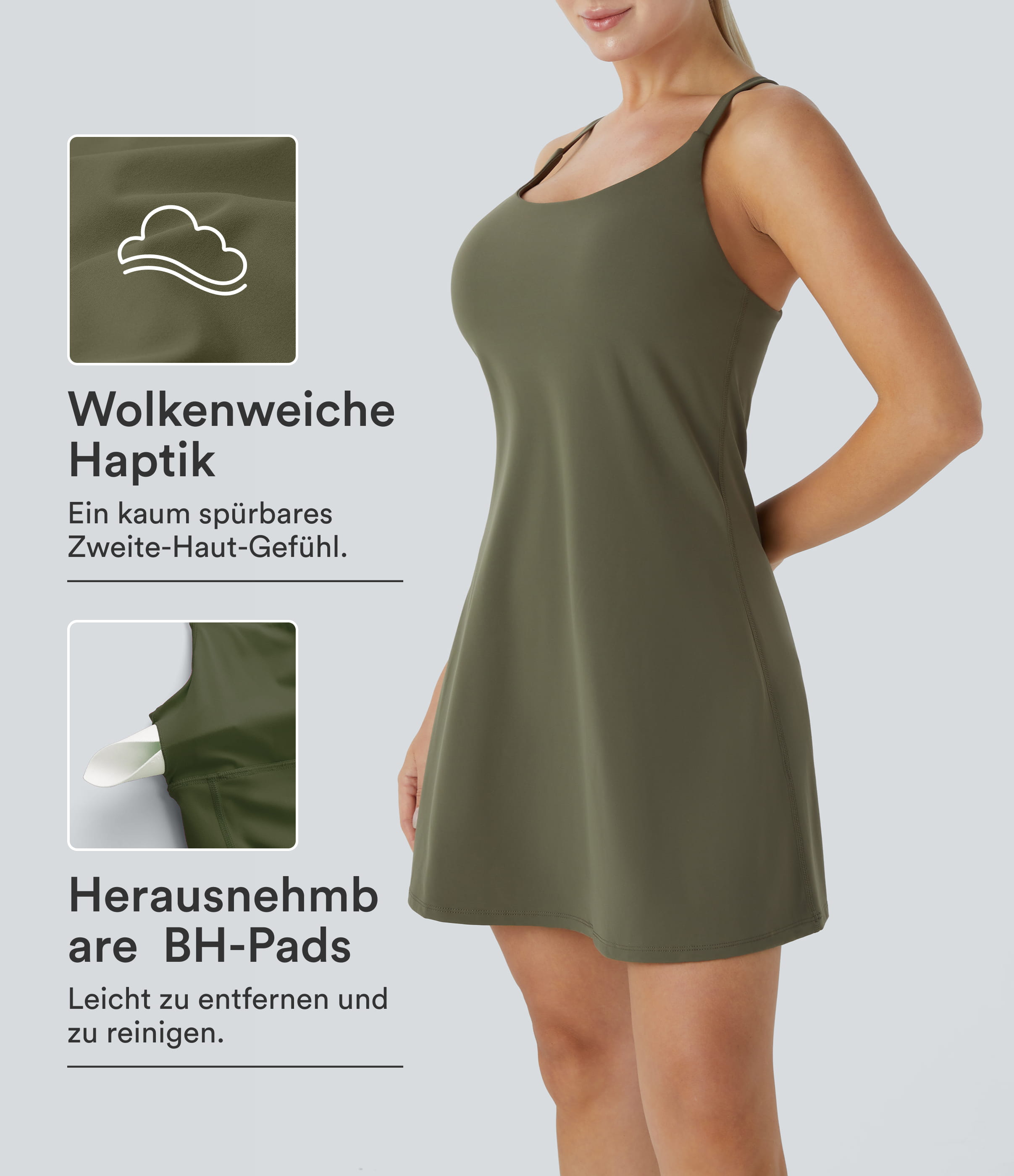 SoftlyZero™ Plush - 2-in-1 Minikleid mit Seitentaschen - D-F Cups