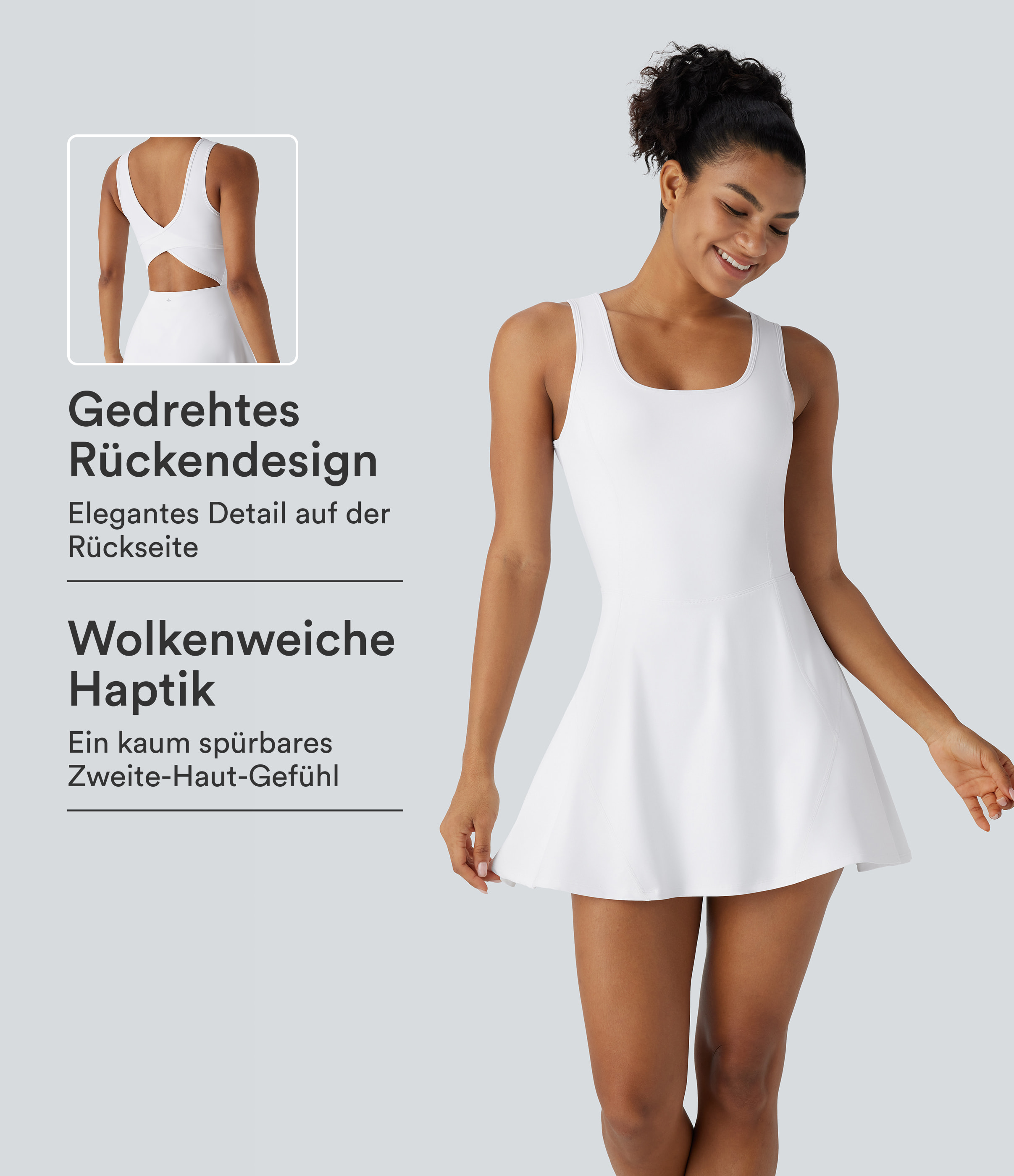 Softlyzero™ Airy, rückenfreies, überkreuztes U-Ausschnitt-Minikleid mit 2-in-1-Seitentasche und Cool Touch