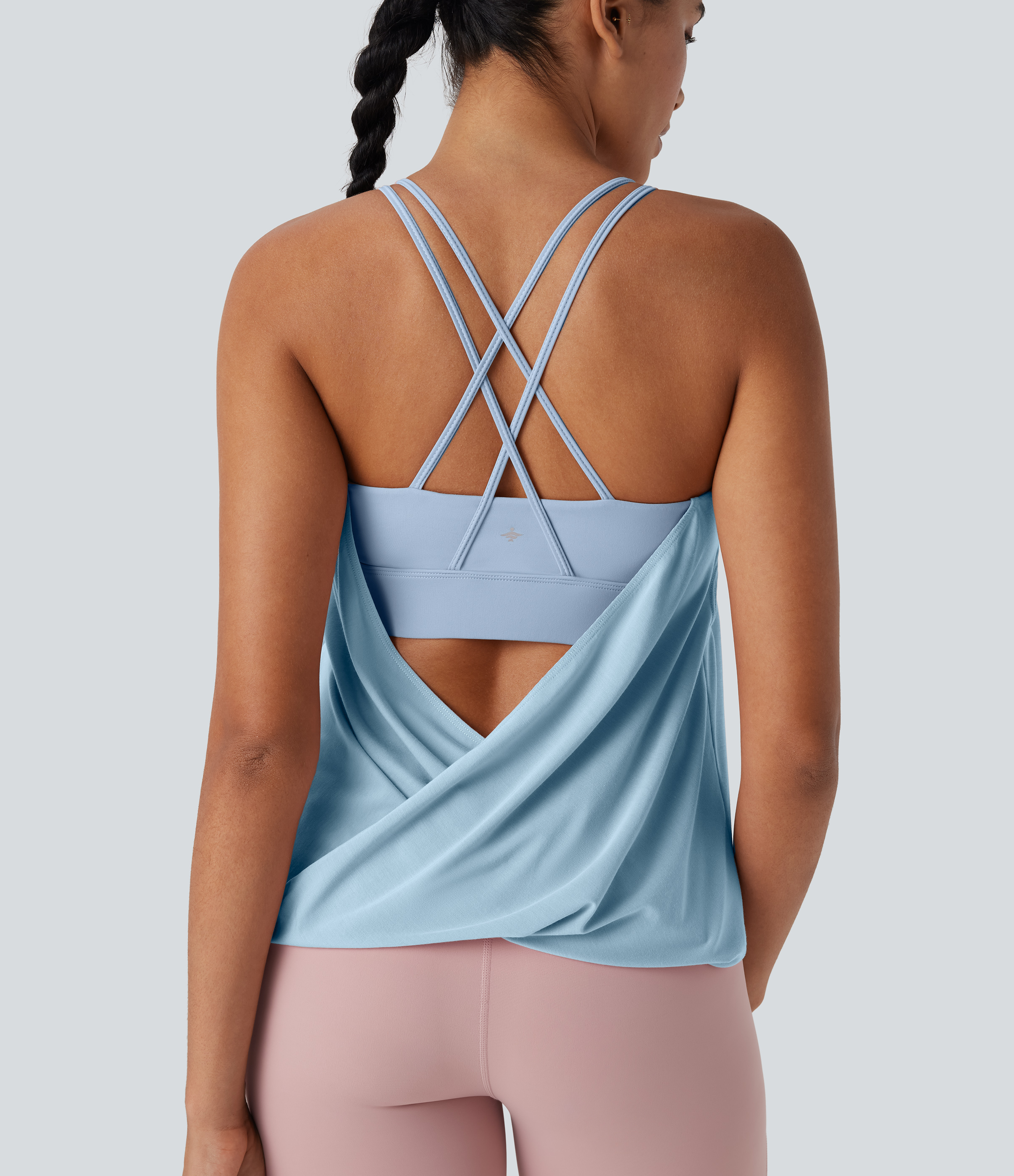 Double Straps Pleated Quick Dry Yoga Cami Top