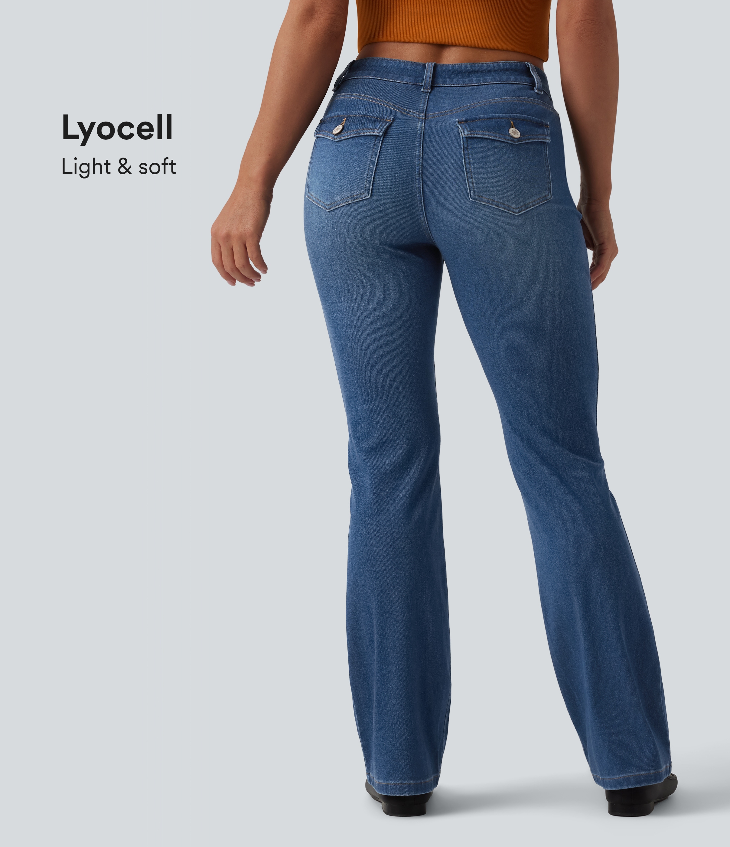 Halara Flex™ Low Rise Bootcut Draped Lyocell Casual Jeans with Pockets