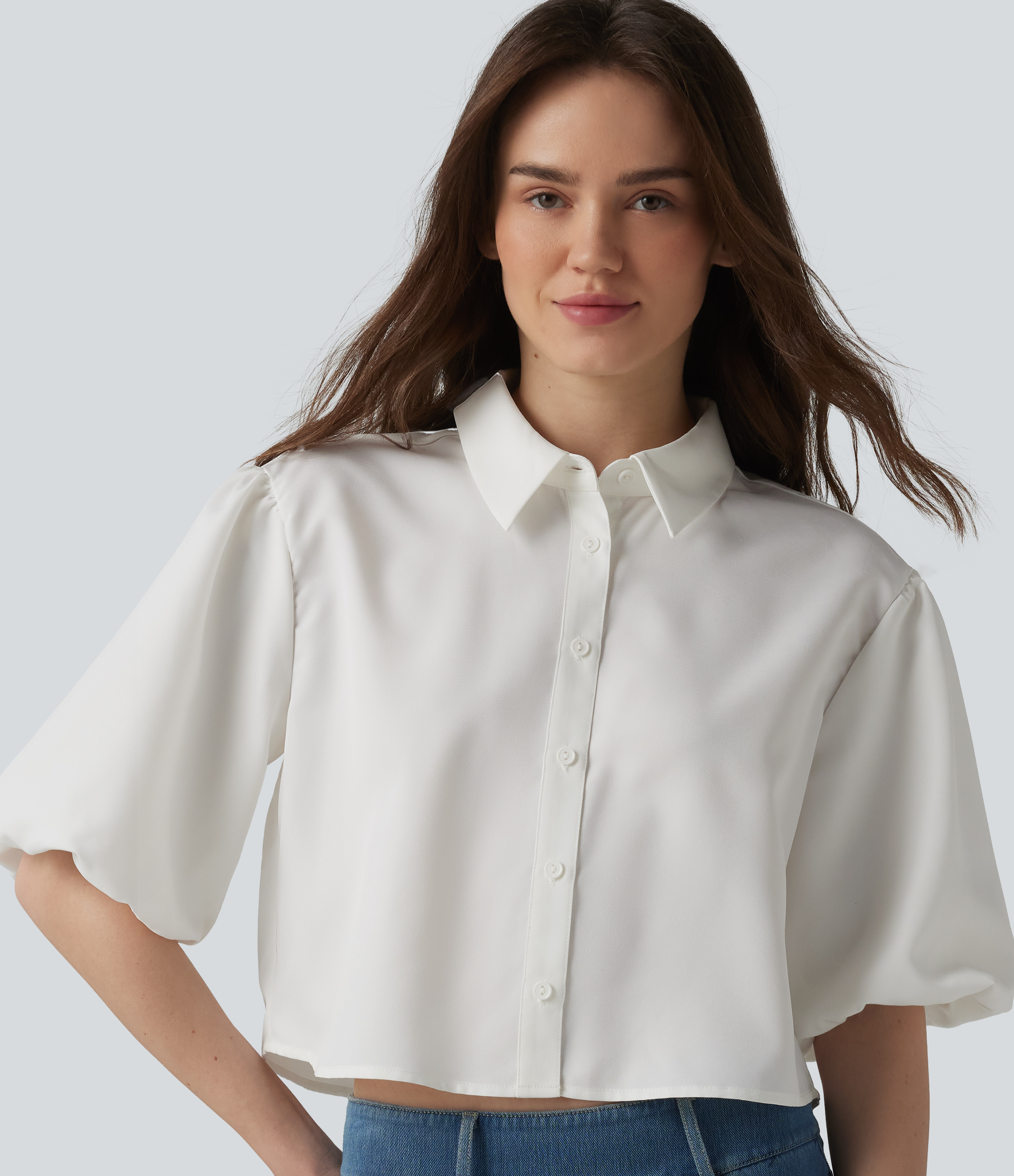 Puff Half Sleeve Casual Shirt