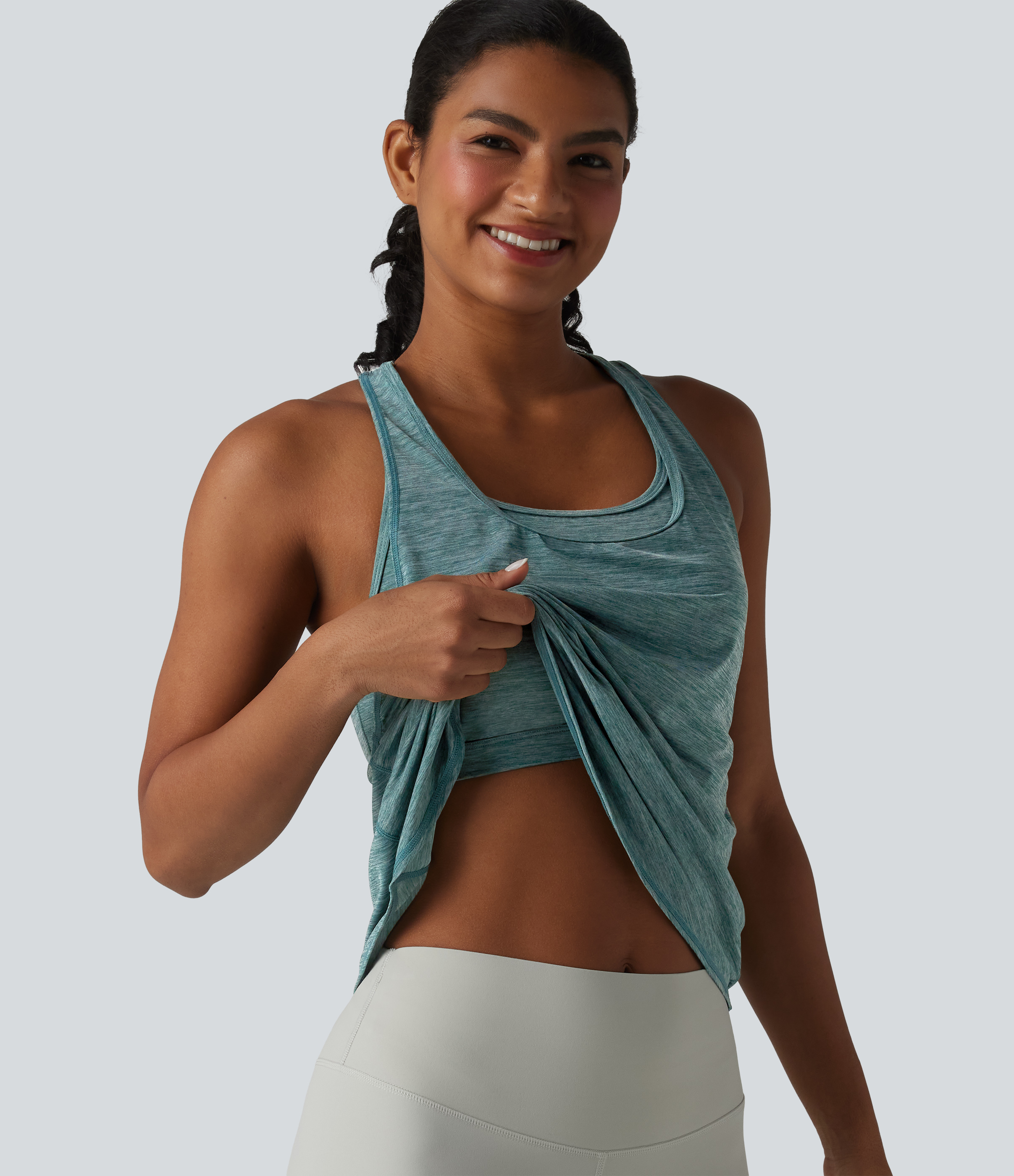 U Neck Built-in Bra Racerback Workout Tank Top