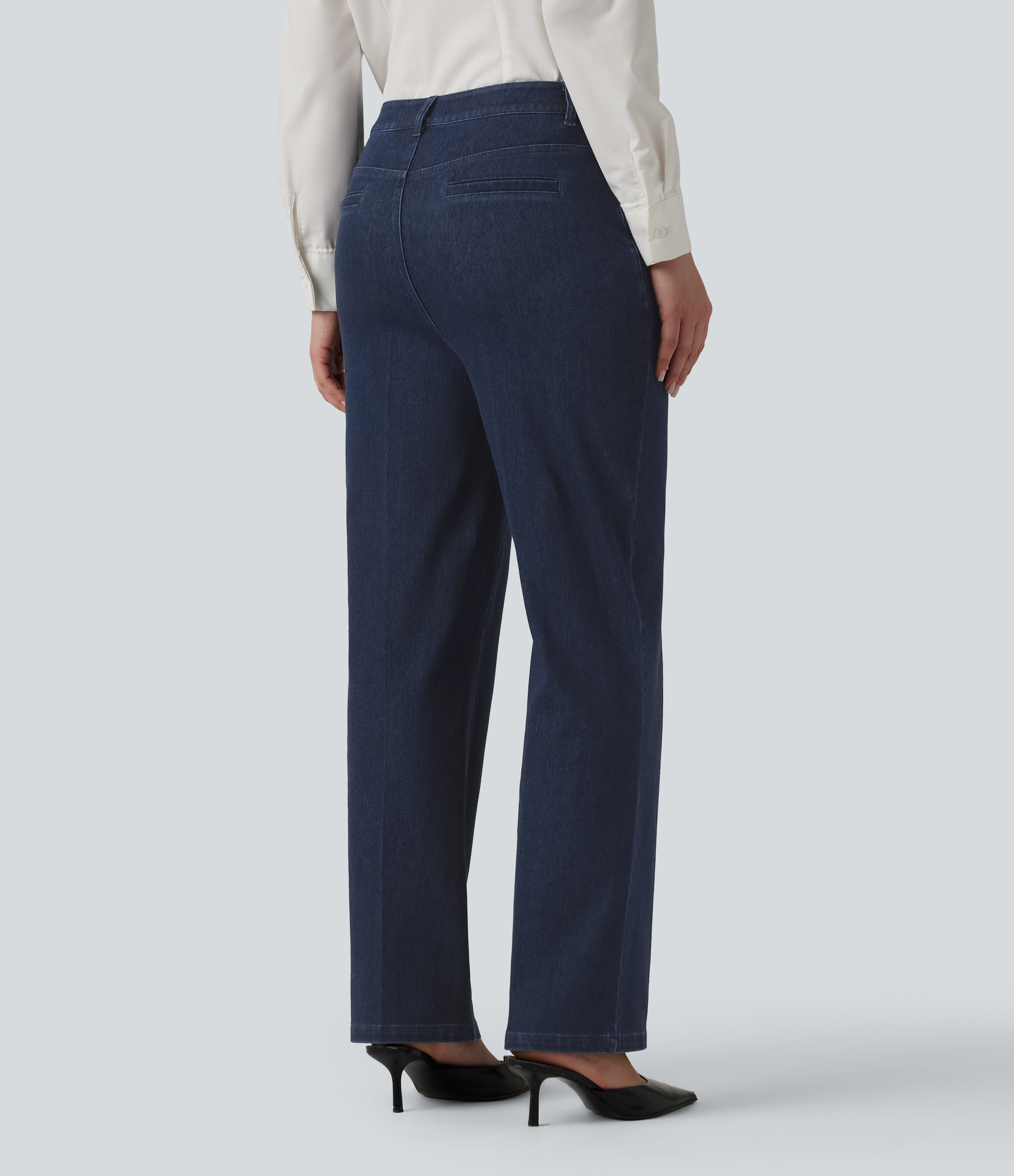 Estate Blue Denim Halara Flex™ Work-Jeans mit hohem Bund, geradem Bein und Taschen. / 2