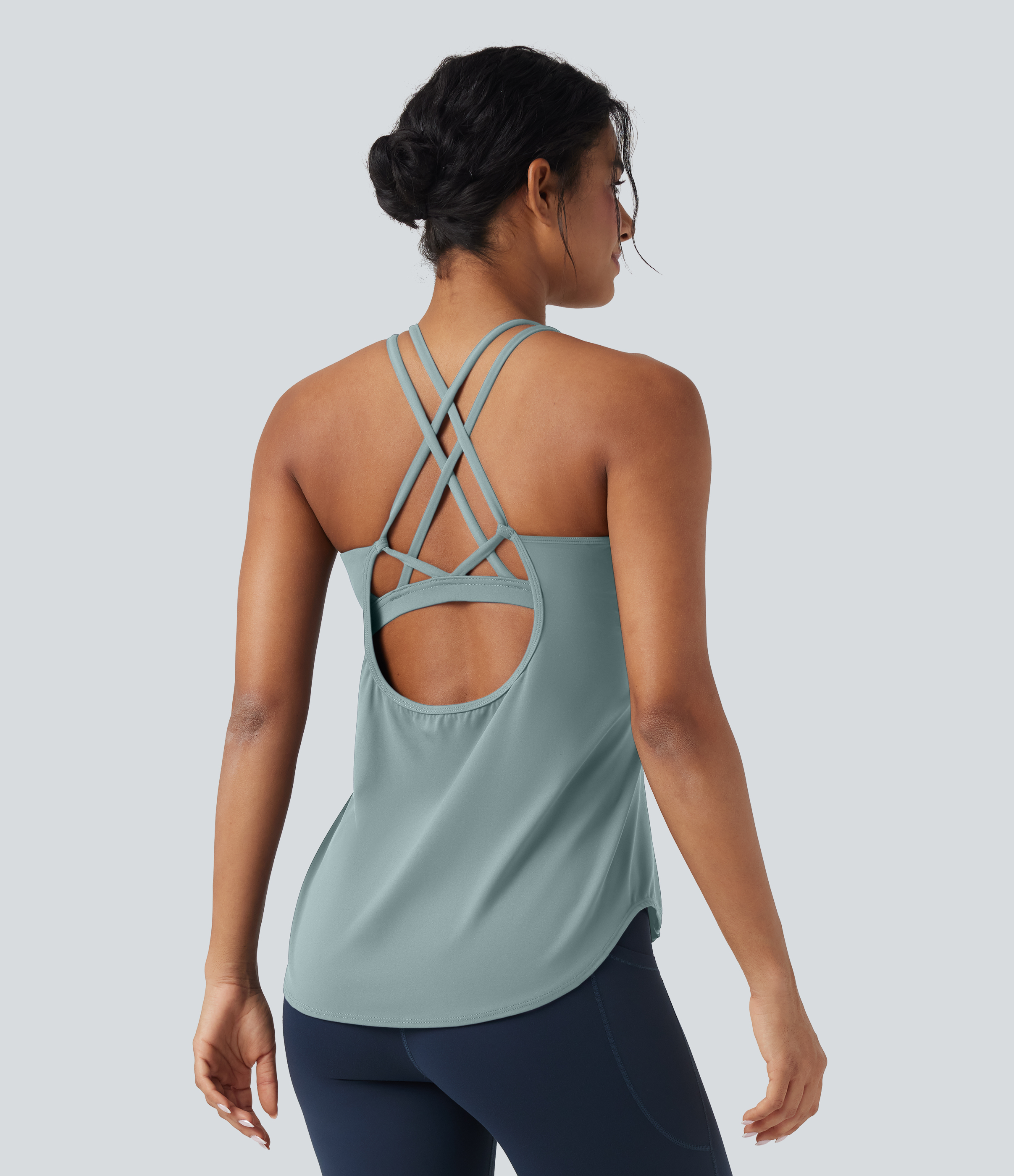 Halara UltraSculpt™ Débardeurs de running à col rond avec dos croisé, pour bonnets D-F