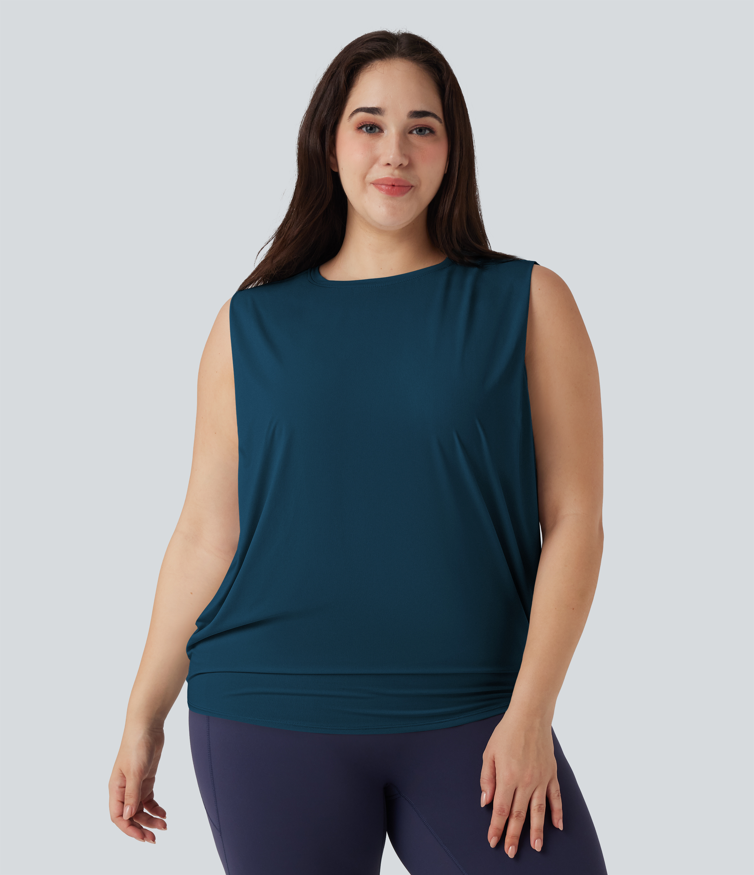 Plus Size Round Neck Cool Touch Yoga Tank Top-UPF50+