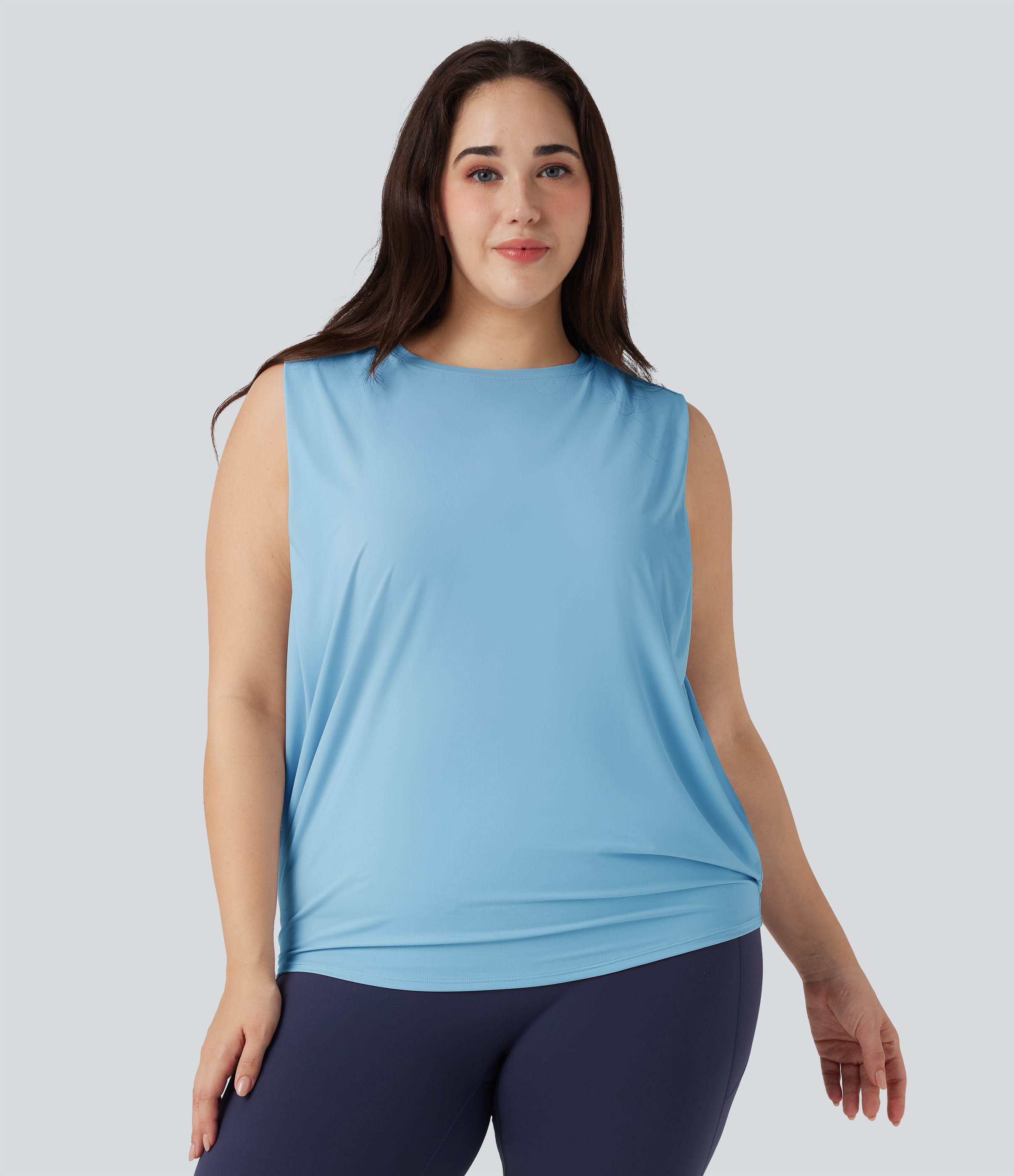 Débardeur de yoga grande taille à encolure ronde 'Cool Touch' - UPF50+