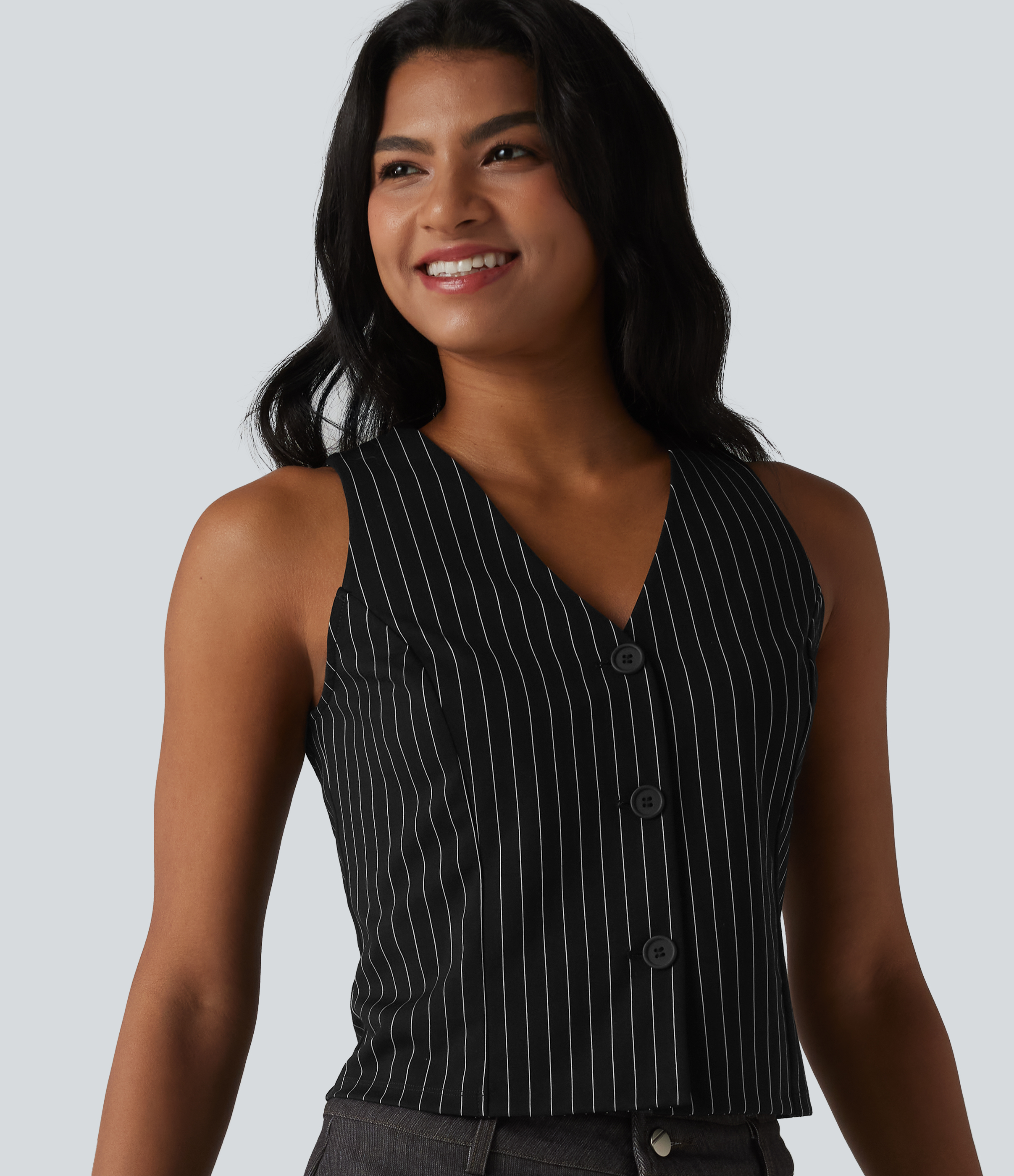 V Neck Stripe Cool Touch Work Vest