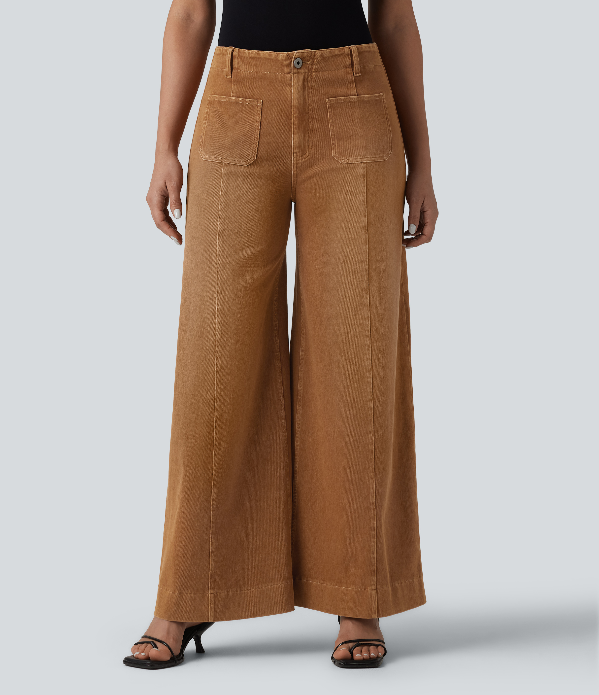 Halara Flex™ High Waisted Colorful Casual Wide Leg Jeans with Pockets