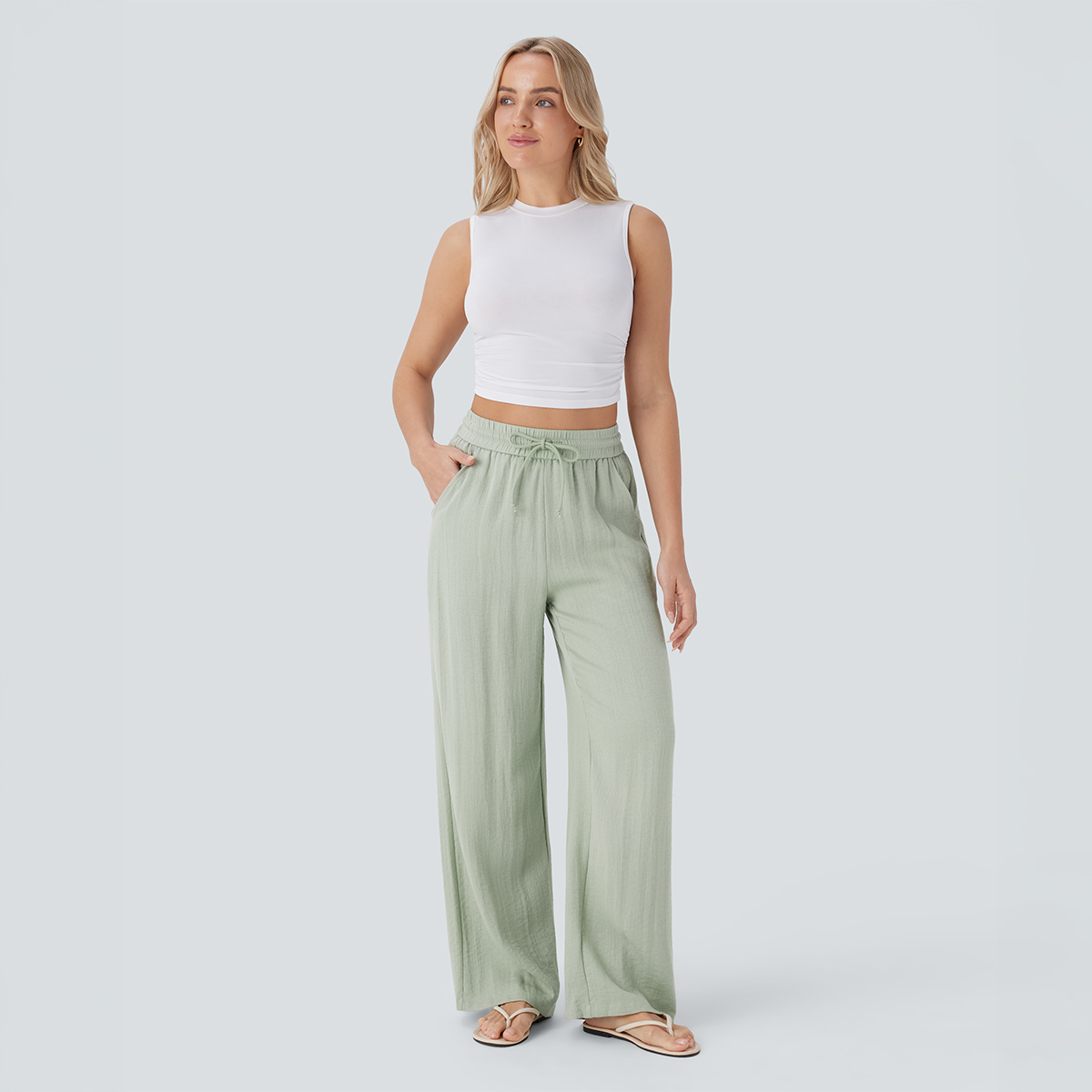 Linen-Feel Pants