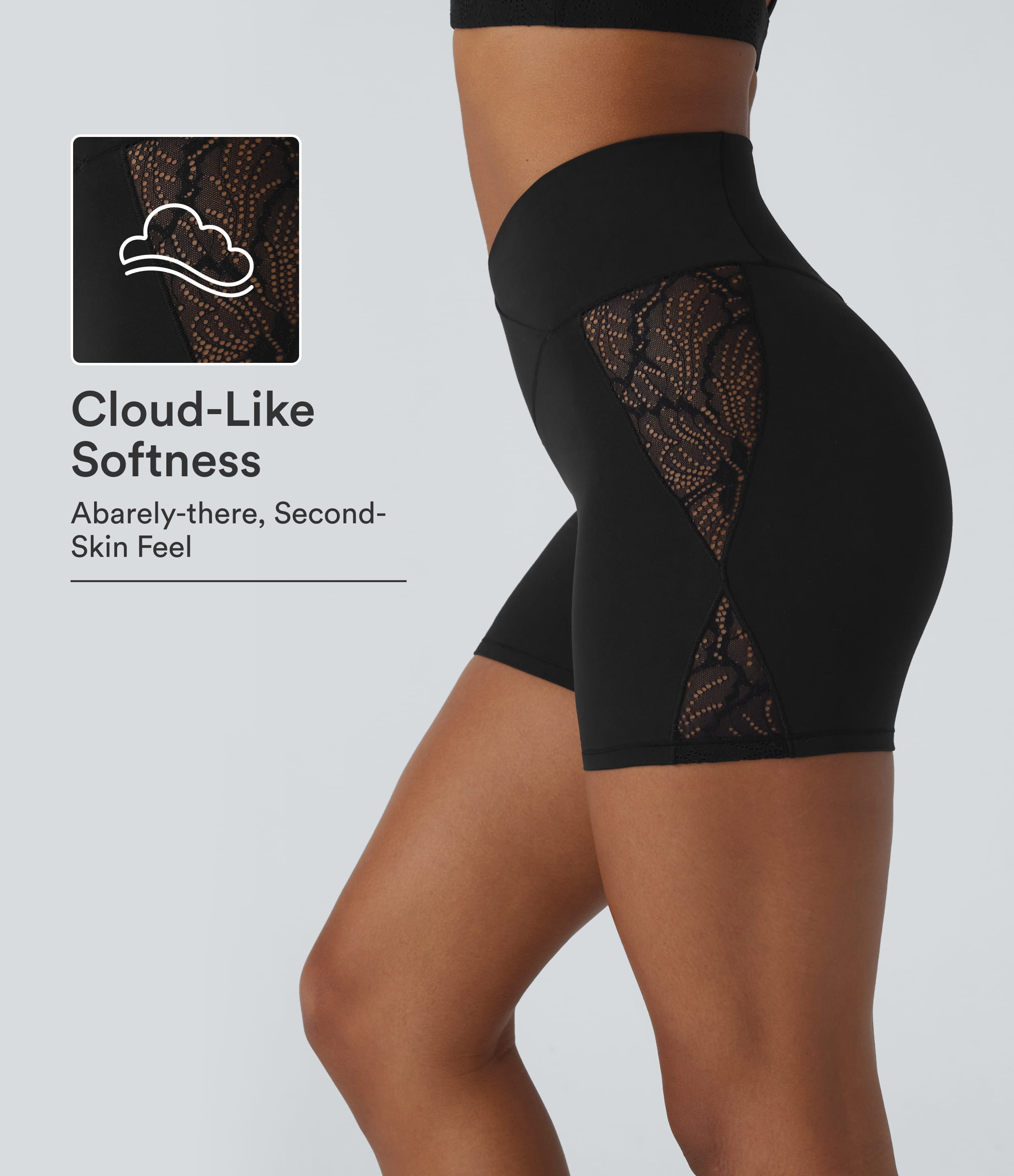 SoftlyZero™ High Waisted Crossover Contrast Lace Pocket Yoga Biker Shorts 5''-UPF50+