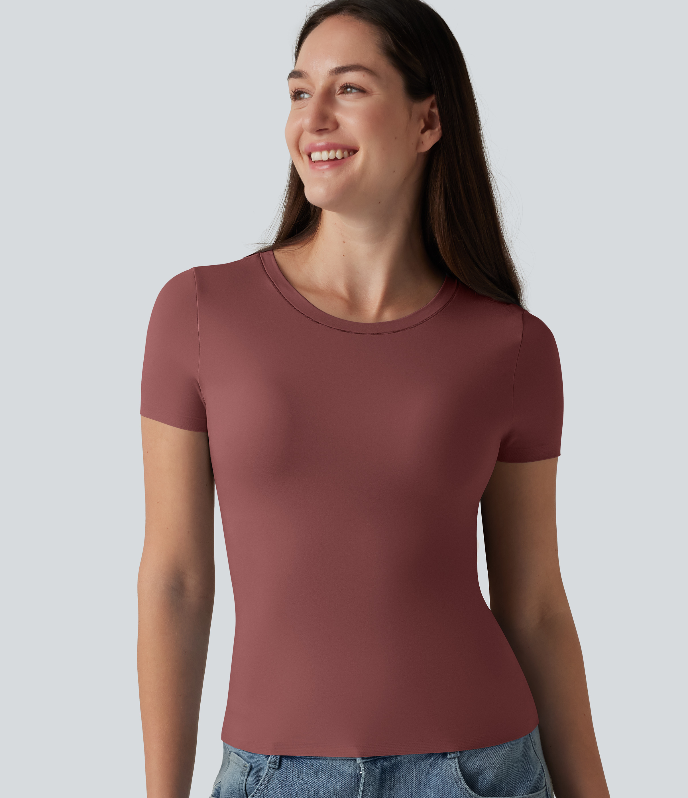 Brandy Snifter T-shirt décontracté à encolure dégagée, manches courtes et soutien-gorge intégré — bonnets B-DD / 2