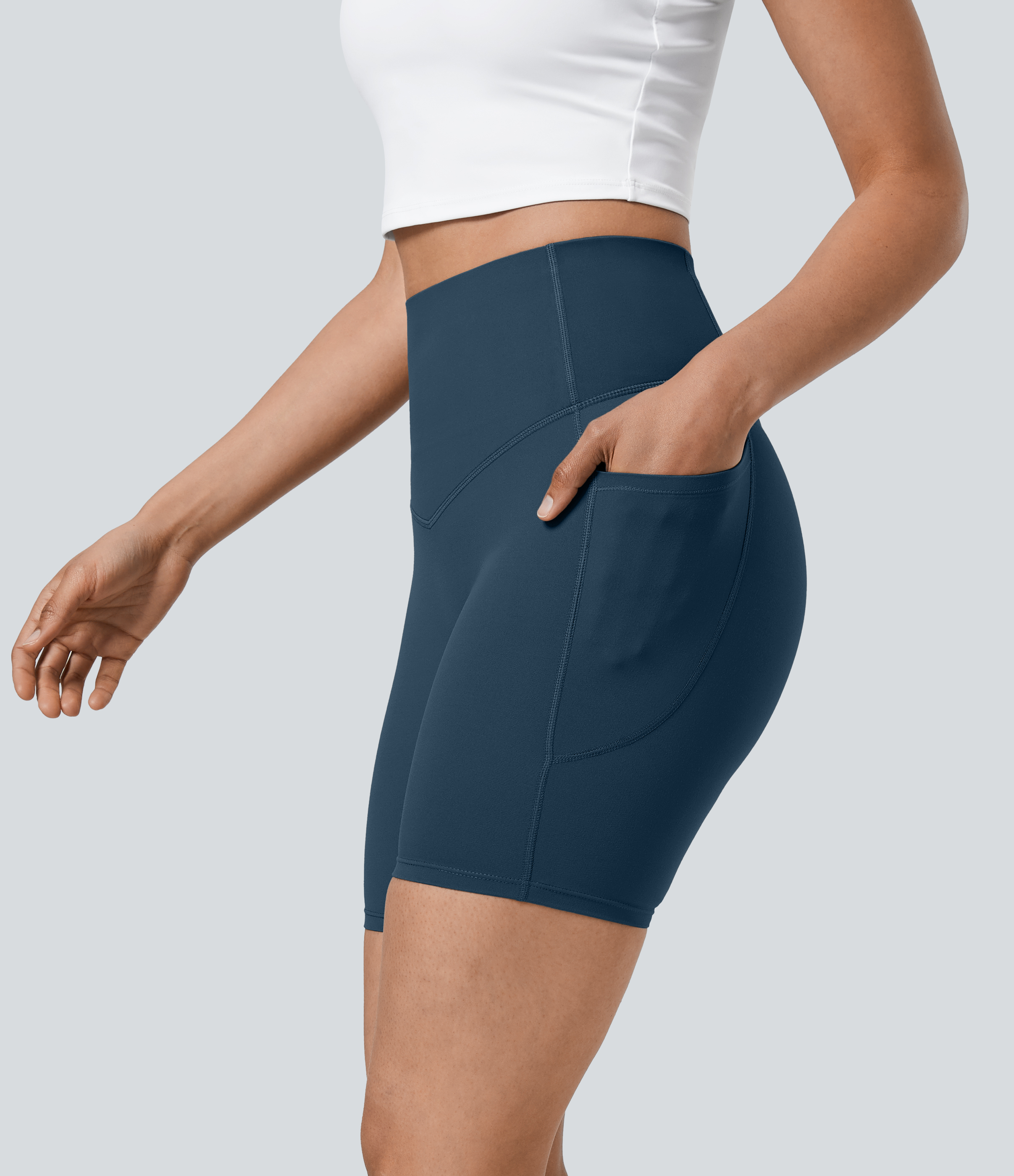 Halara UltraSculpt™ High Waisted Tummy Control Pocket Shaping Training Biker Shorts 7''