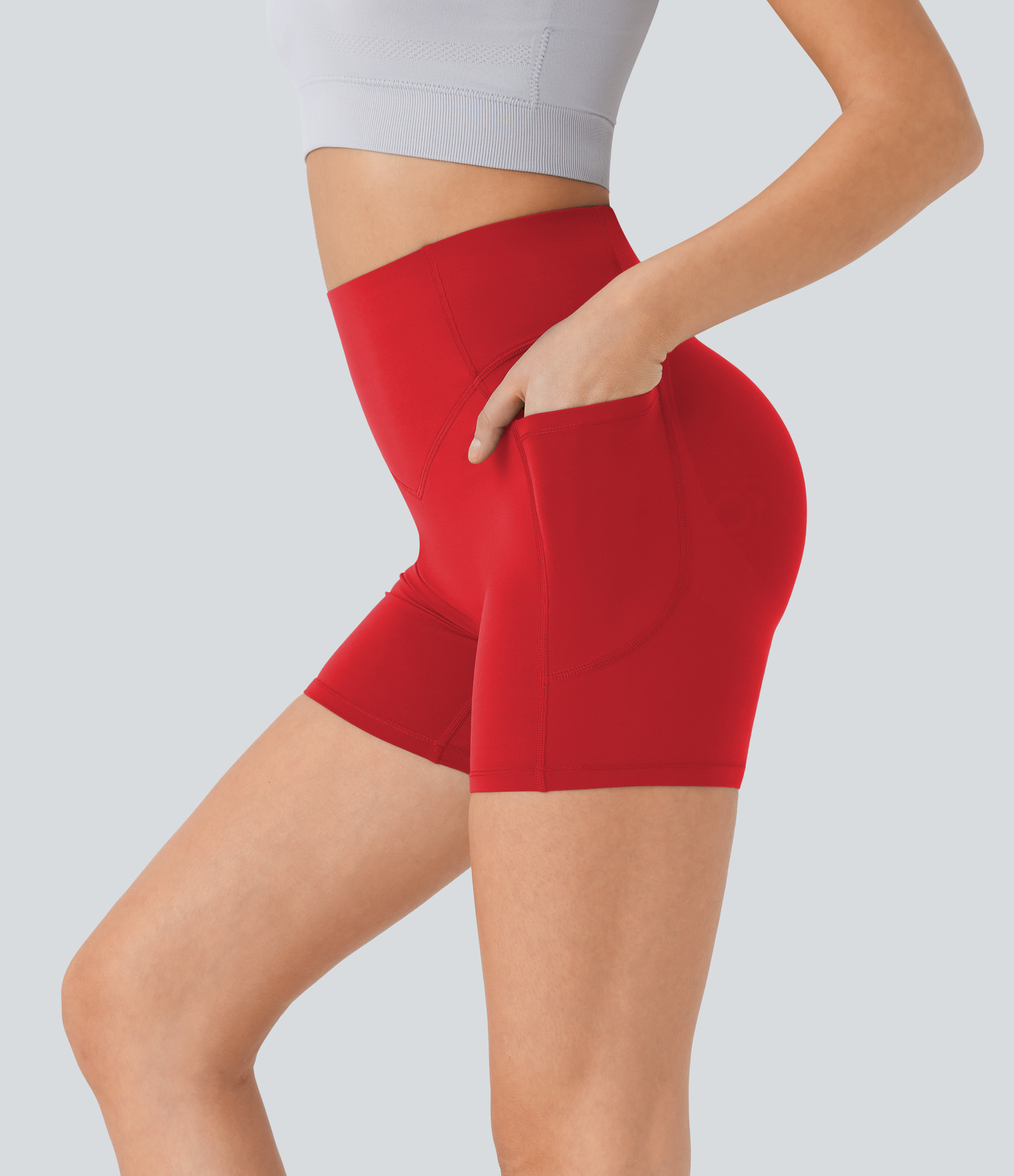 Halara UltraSculpt™ High Waisted Scrunch Butt Lifting Tummy Control Pocket Shaping Workout Biker Shorts 5''