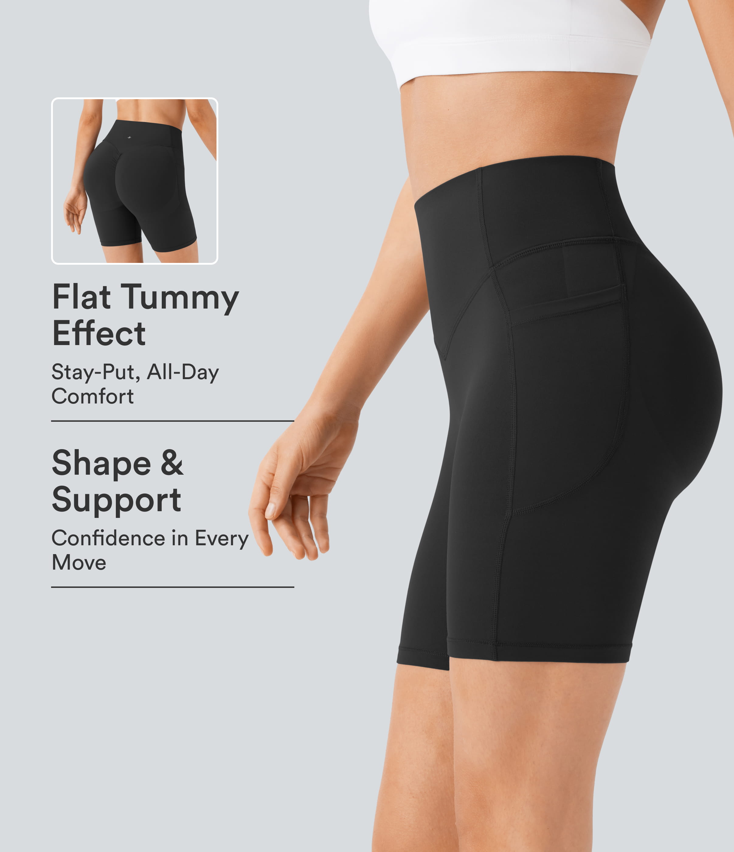 Halara UltraSculpt™ High Waisted Scrunch Butt Lifting Tummy Control Side Pocket Shaping Workout Biker Shorts 7''