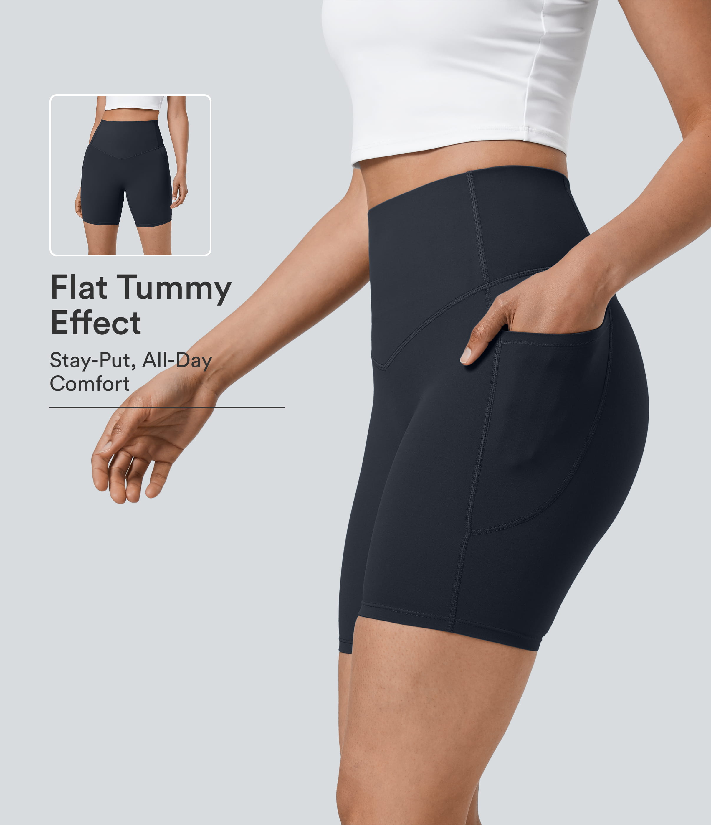 Halara UltraSculpt™ High Waisted Tummy Control Pocket Shaping Training Biker Shorts 7''