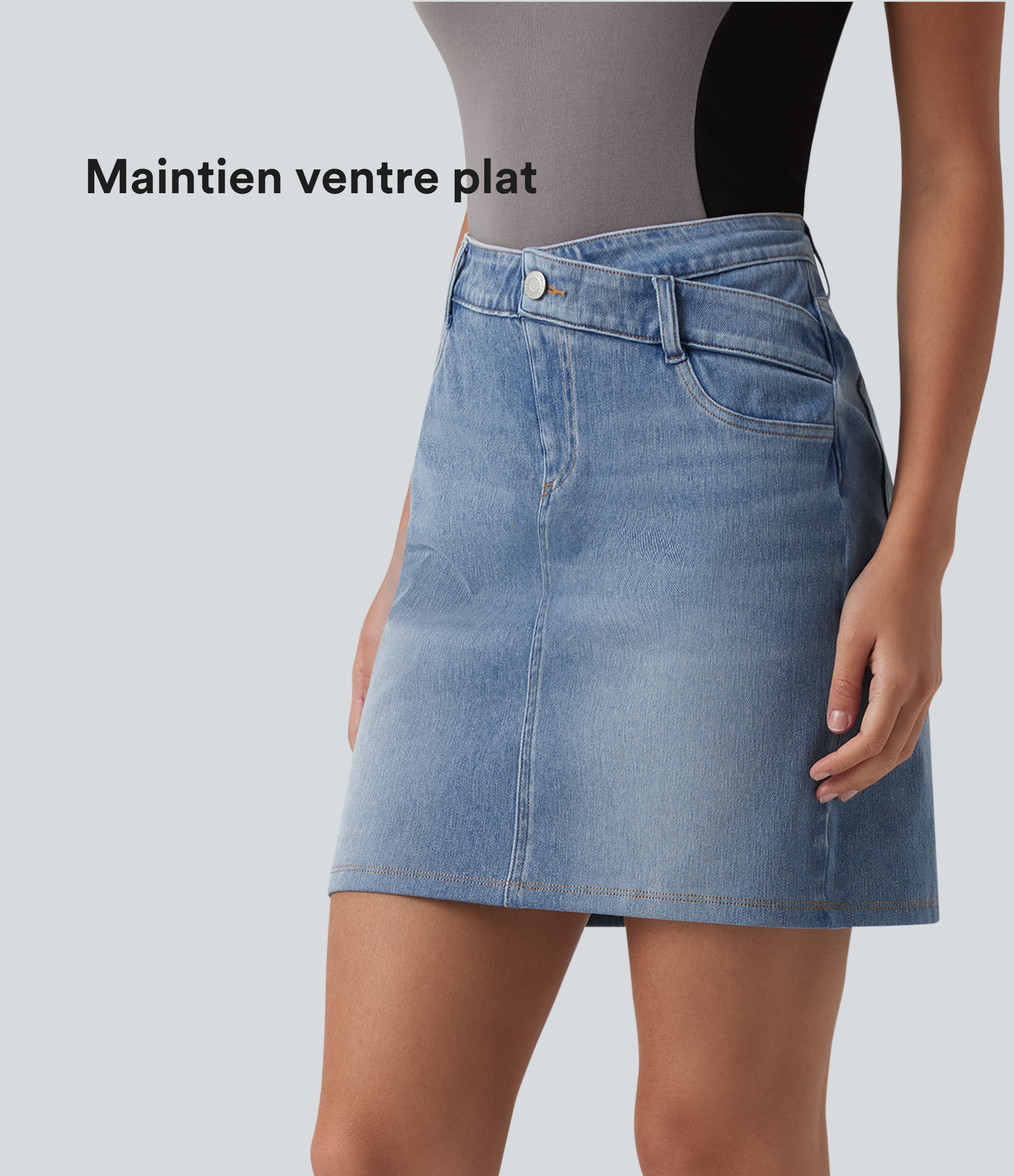 Halara Flex™ Jupe en jean asymétrique gainante taille mi-haute avec poches