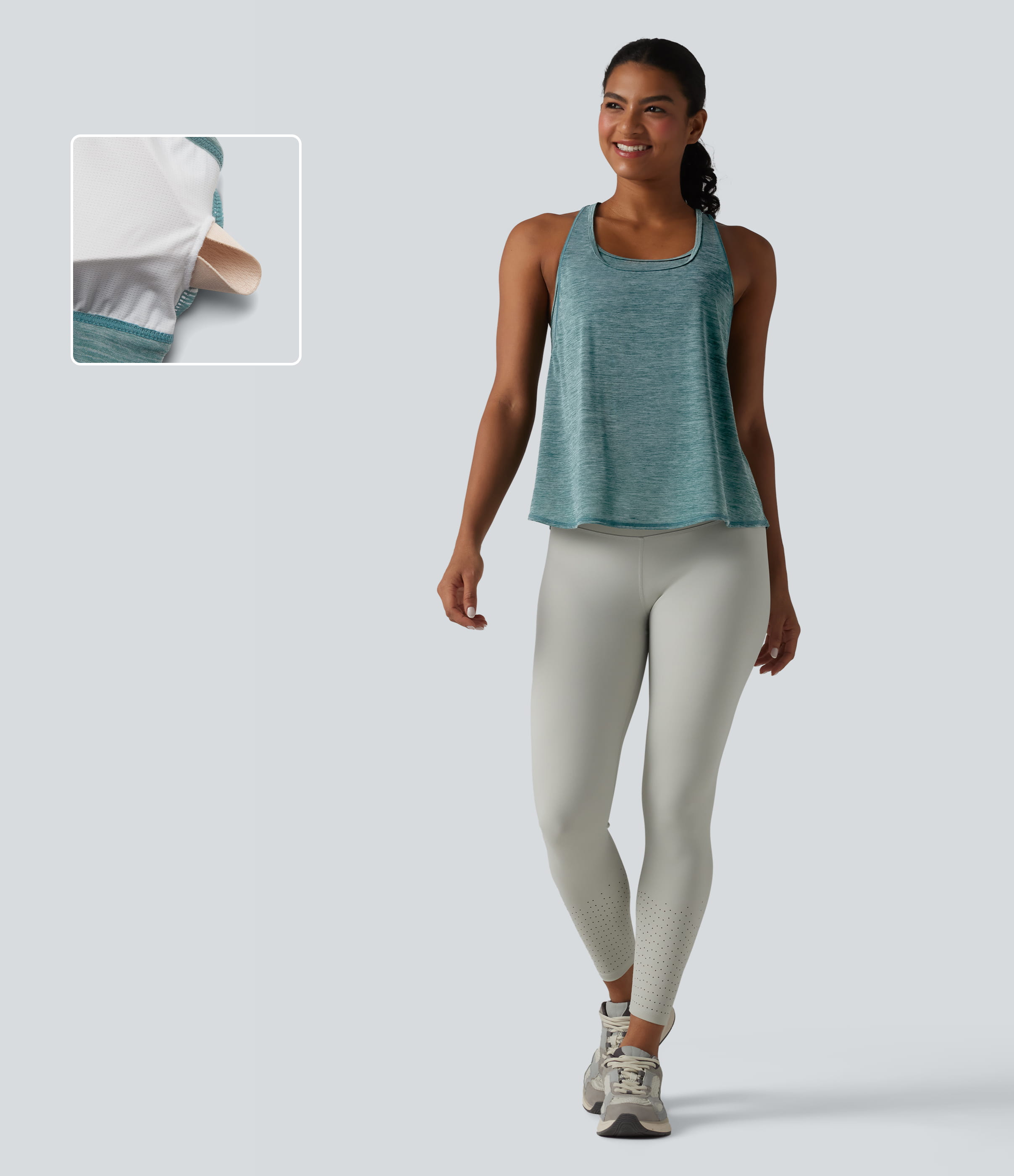 U Neck Built-in Bra Racerback Workout Tank Top