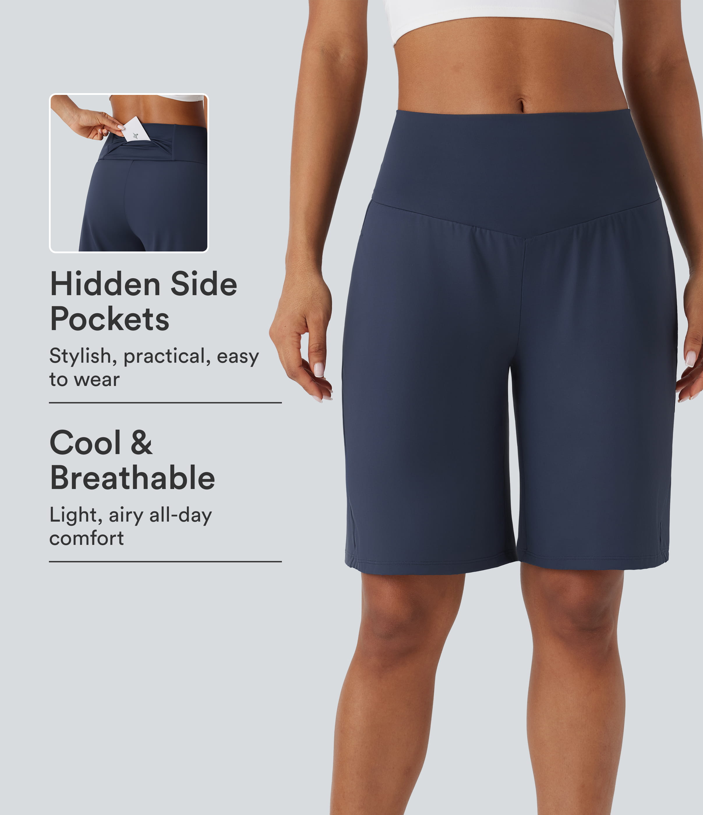 SoftlyZero™ Airy High Waisted Pockets Cool Touch Yoga Bermuda Shorts