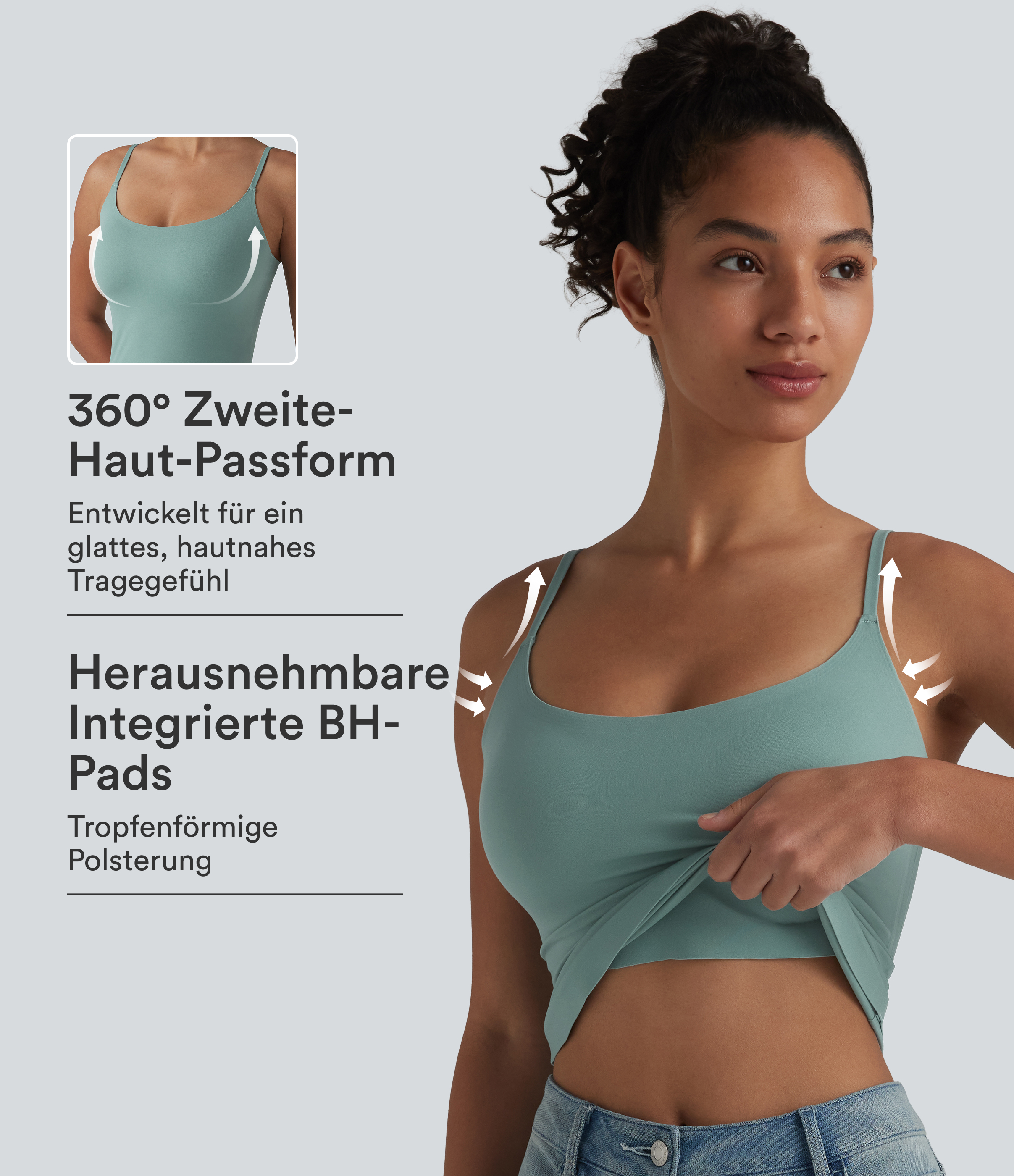 Lässiges Tanktop mit Rundhalsausschnitt und integriertem BH - B-E Cups