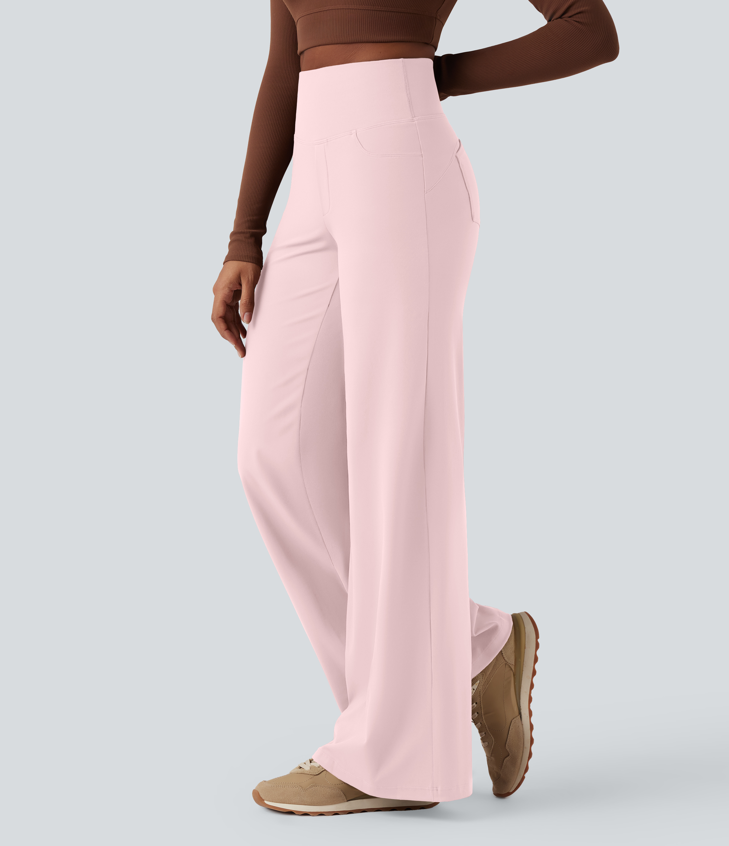 DayStretch High Waisted Tummy Control Wide Leg Yoga Pants with Pockets