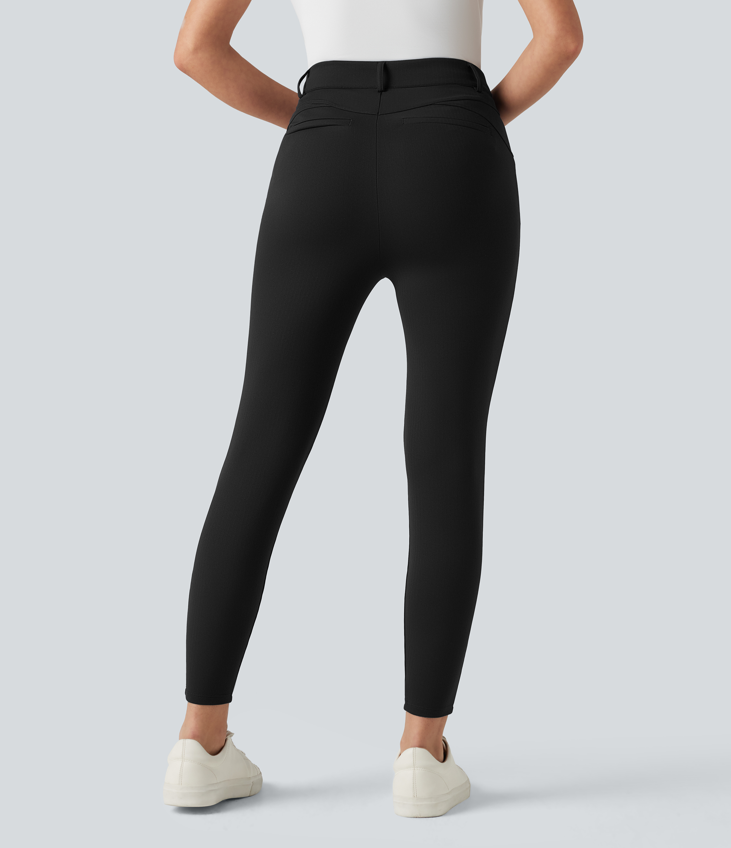 High Waisted Herringbone Golf Skinny Pants with Pockets