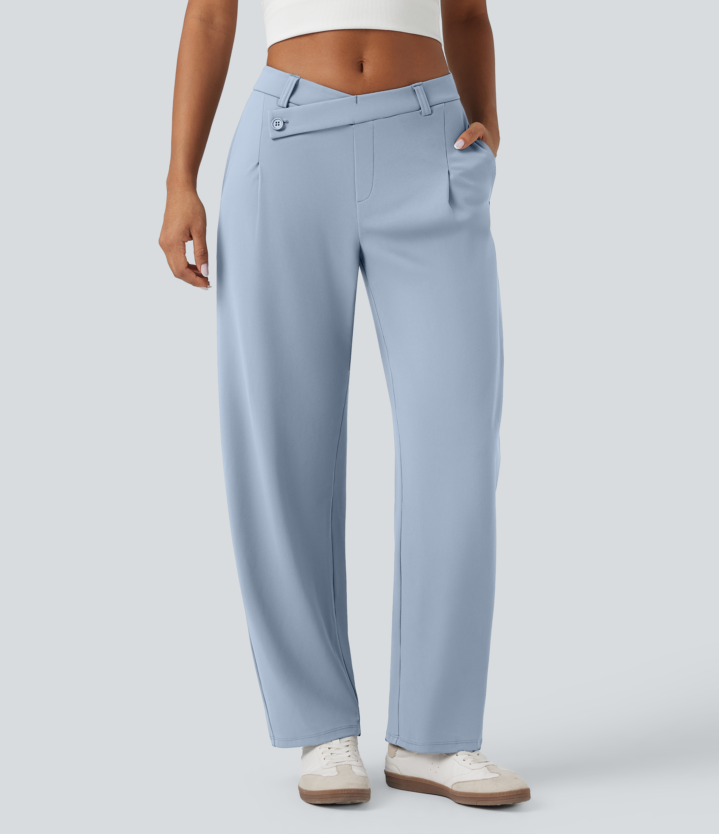 Pantalon tailleur fuselé asymétrique taille moyenne Halara Flex™ DayStretch avec poches