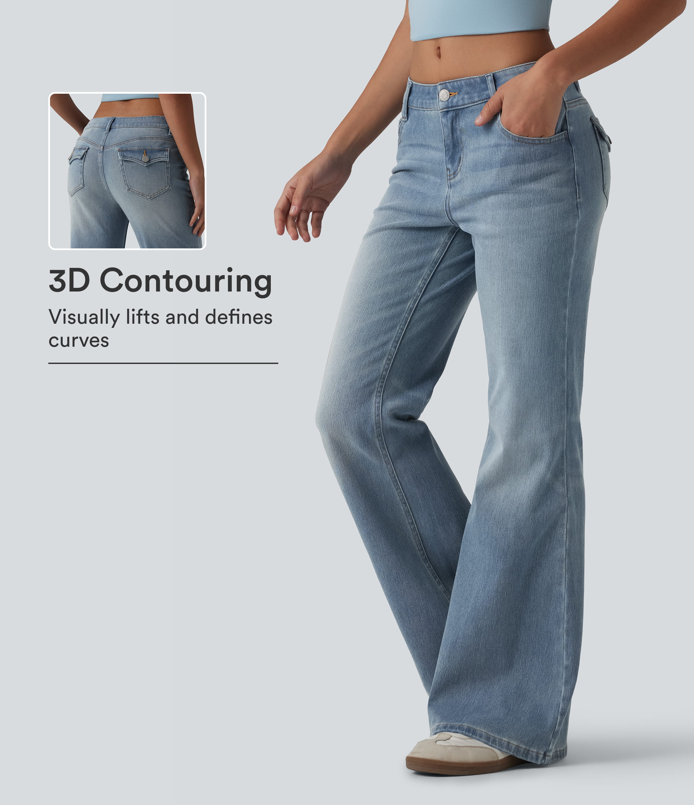 Halara Flex™ Low Rise Flare Casual Jeans with Pockets