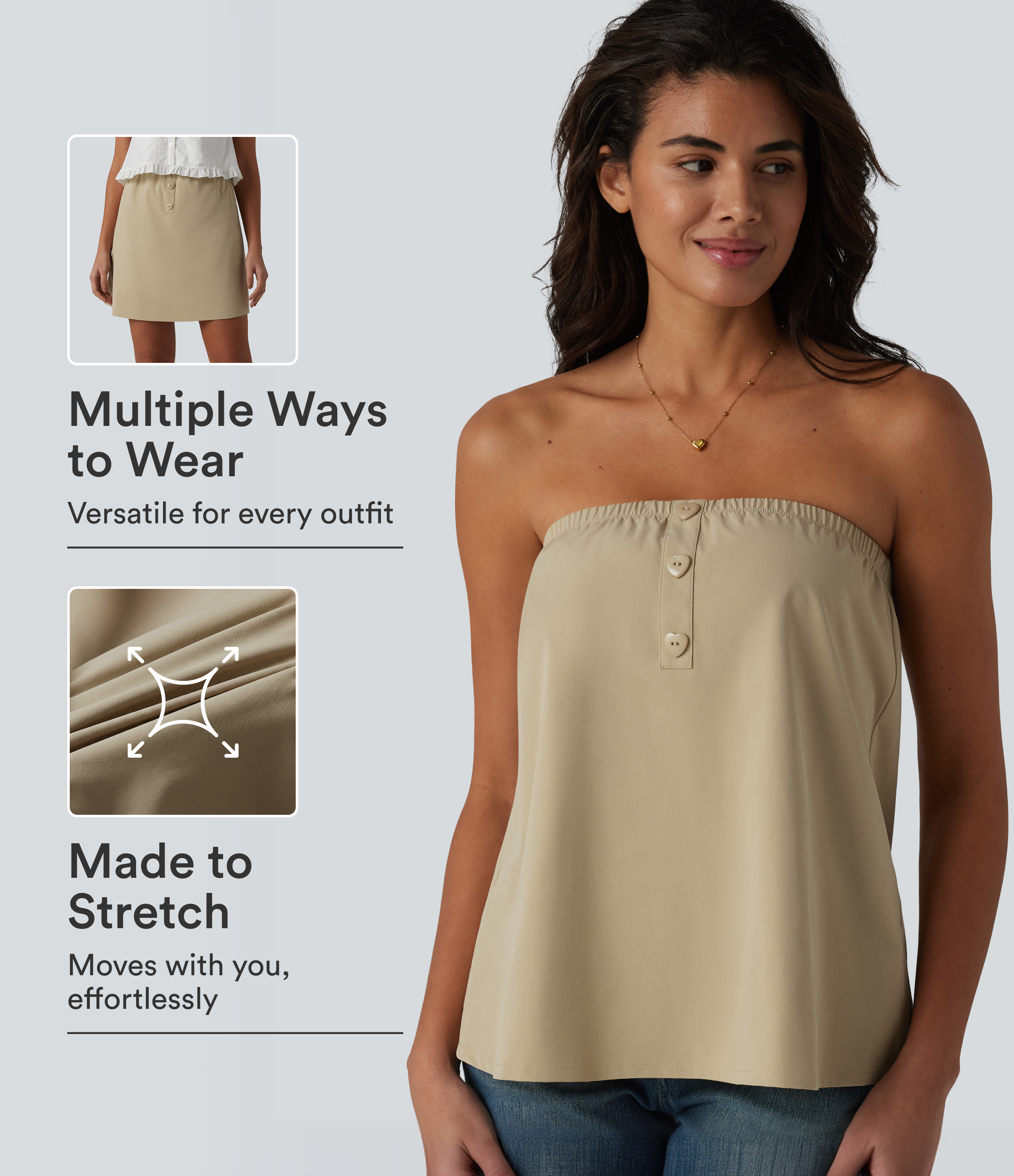 Tube Stretchy Poplin Casual Tank Top