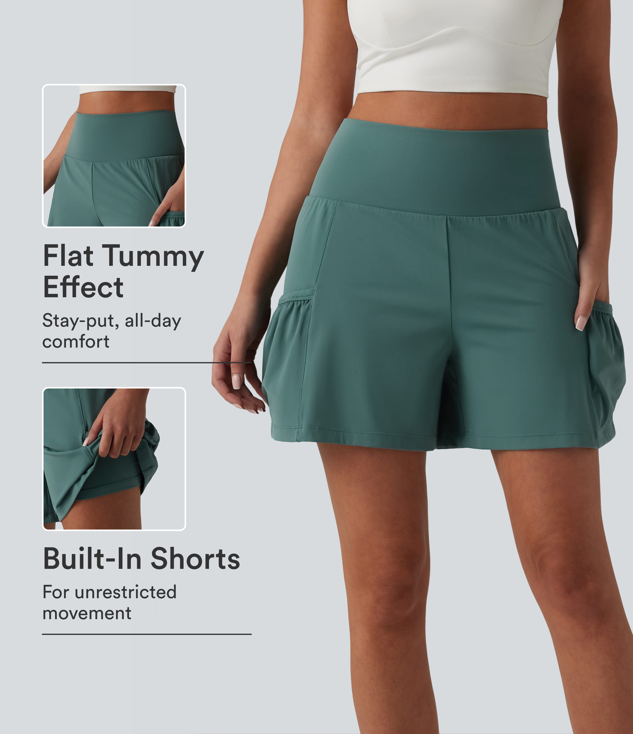 SoftlyZero™ Airy High Waisted Tummy Control 2-in-1 Cool Touch Workout Shorts 5'' with Pockets