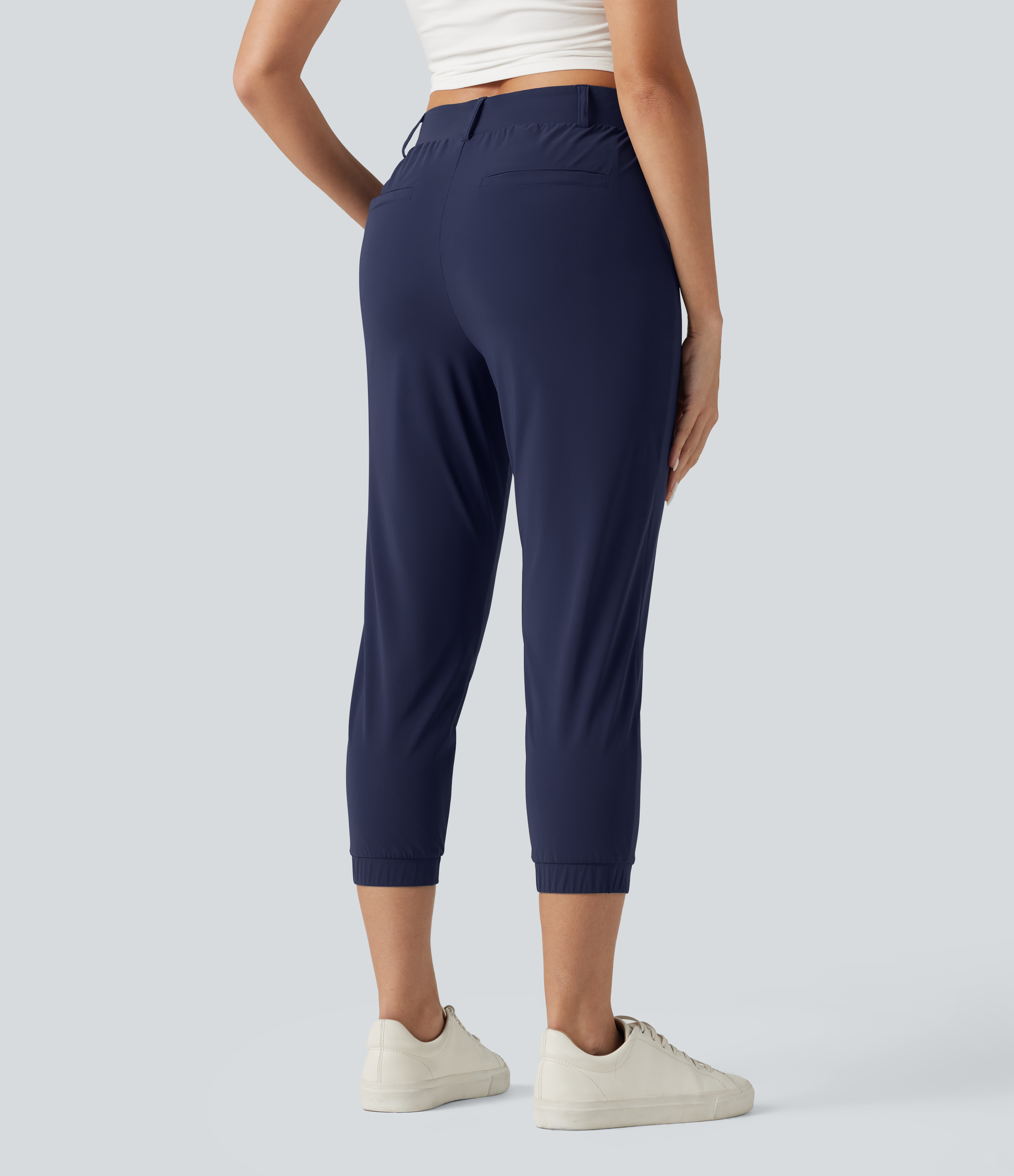 Peacoat High Waisted Quick Dry Golf Cropped Joggers with Pockets / 2