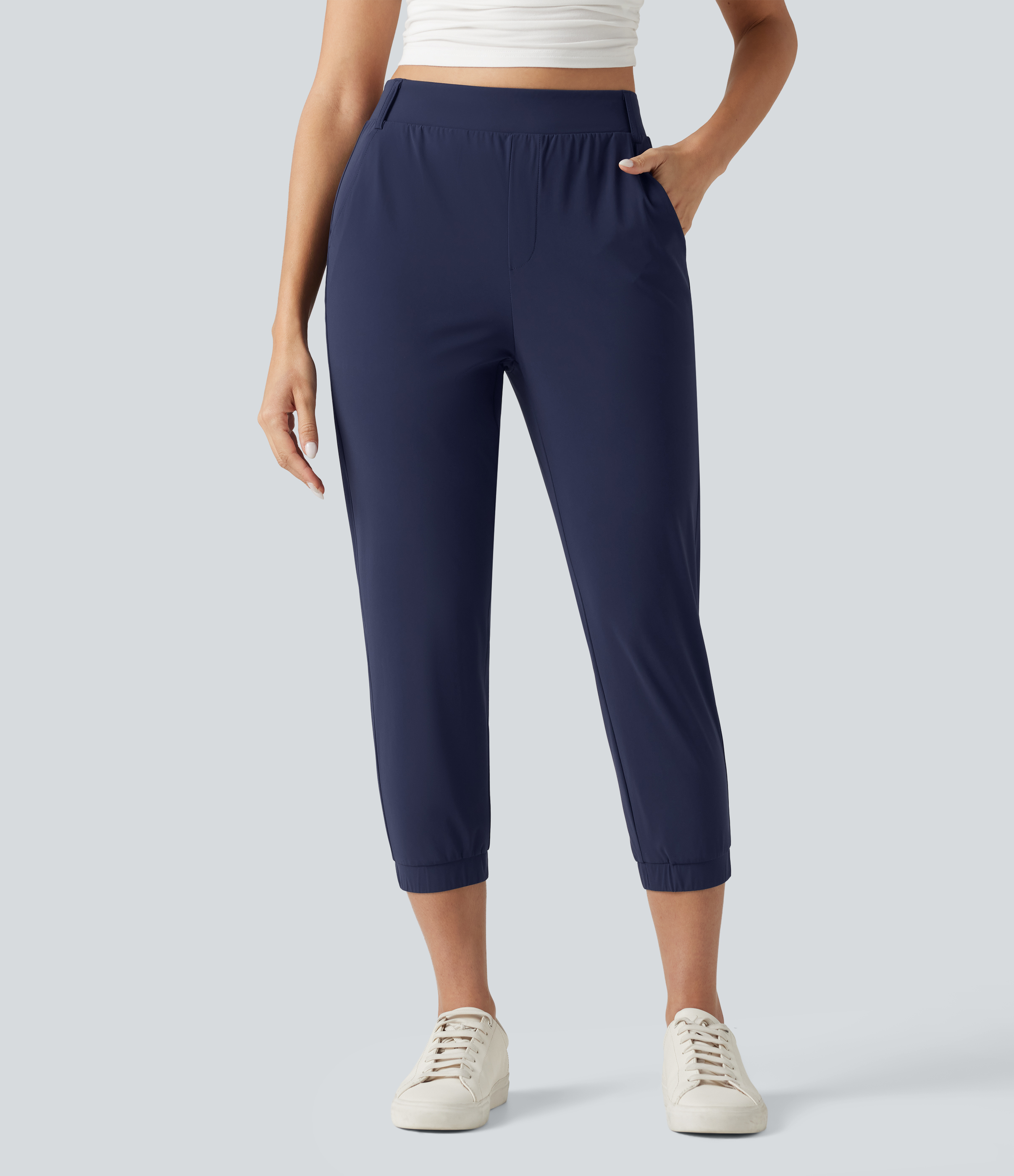 High Waisted Quick Dry Golf Cropped Joggers with Pockets