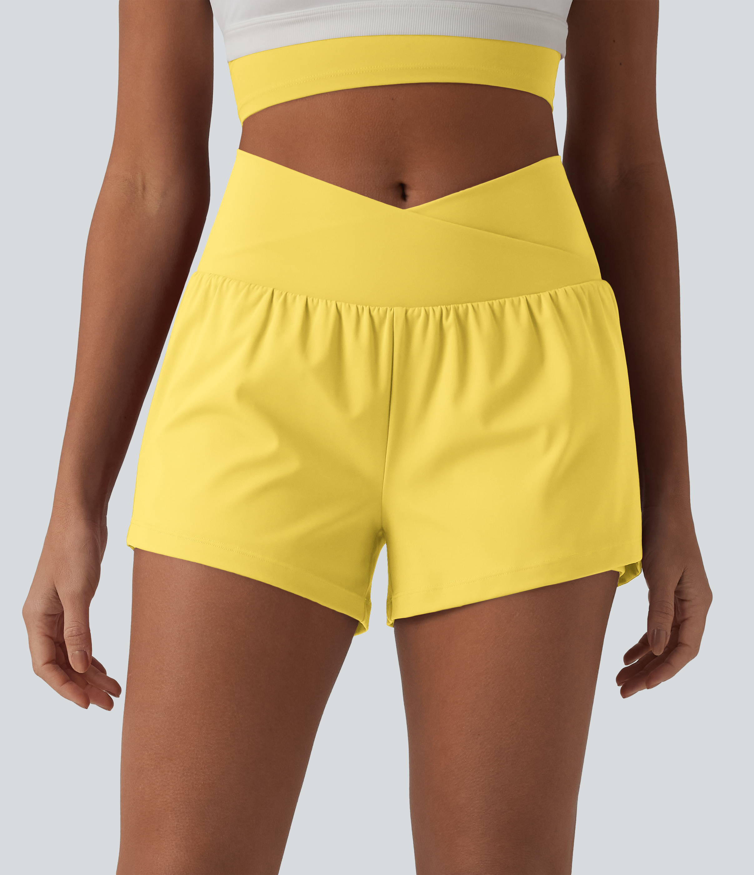 SoftlyZero™ Airy shorts de yoga 2 en 1, cruzados, de talle alto, con efecto fresco al tacto y bolsillos