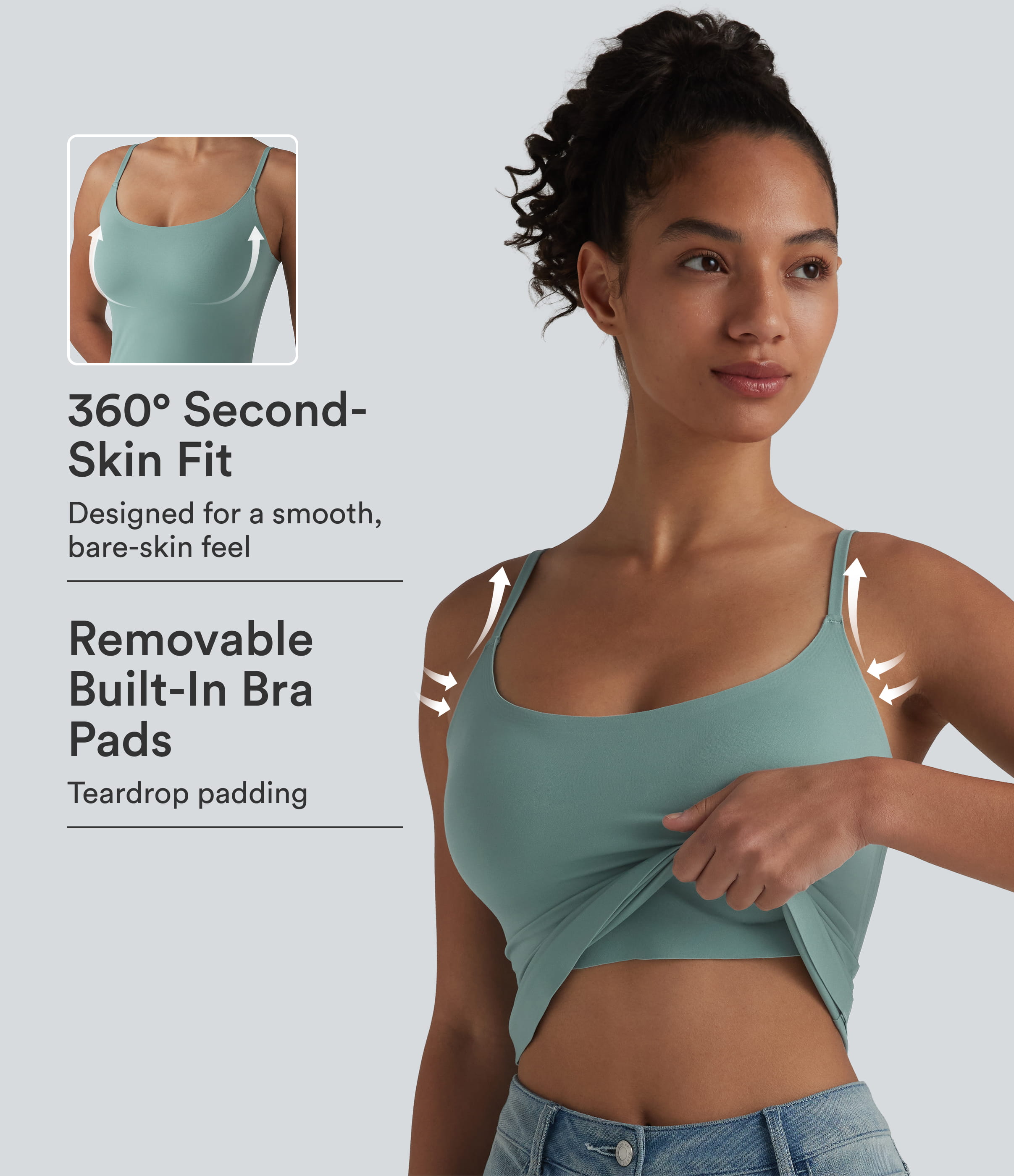 Lässiges Tanktop mit Rundhalsausschnitt und integriertem BH - B-E Cups