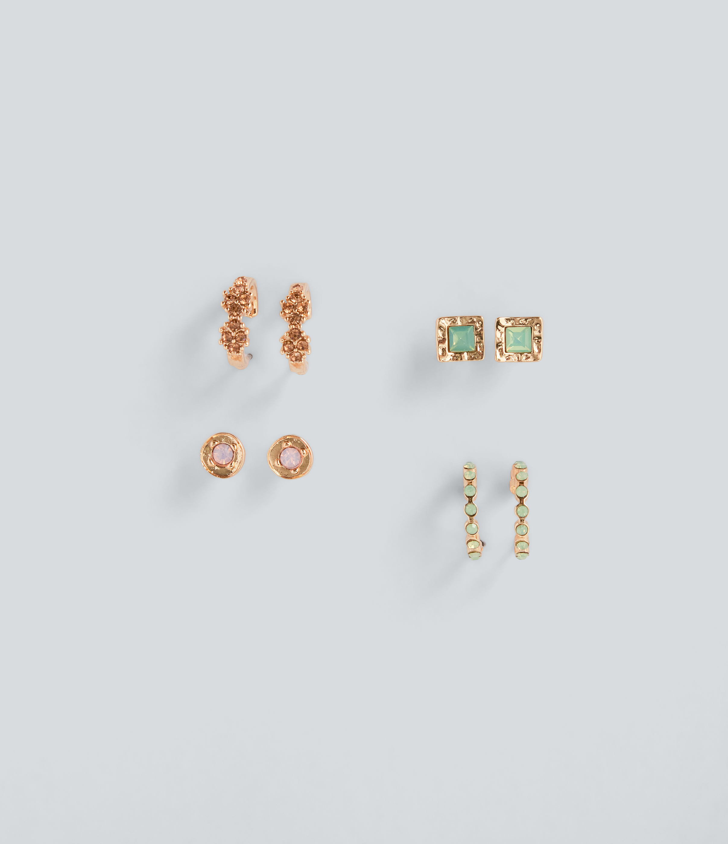 4 Pairs Alloy Colorful Rhinestone Earrings Set