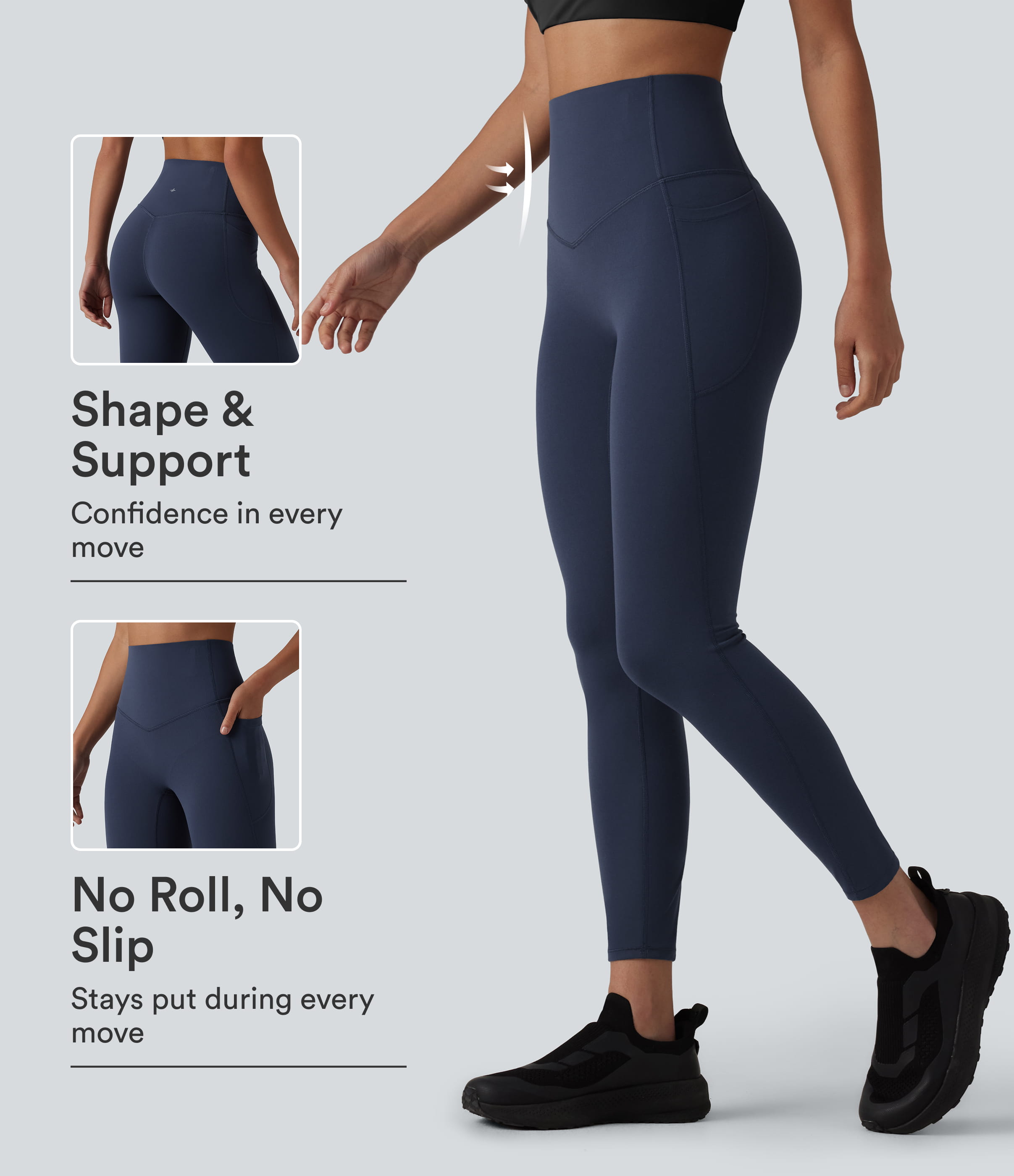 Halara UltraSculpt™ - Formende 7/8-Yoga-Leggings mit hohem rutschfestem Bund, Seitentaschen und Bauchkontrolle