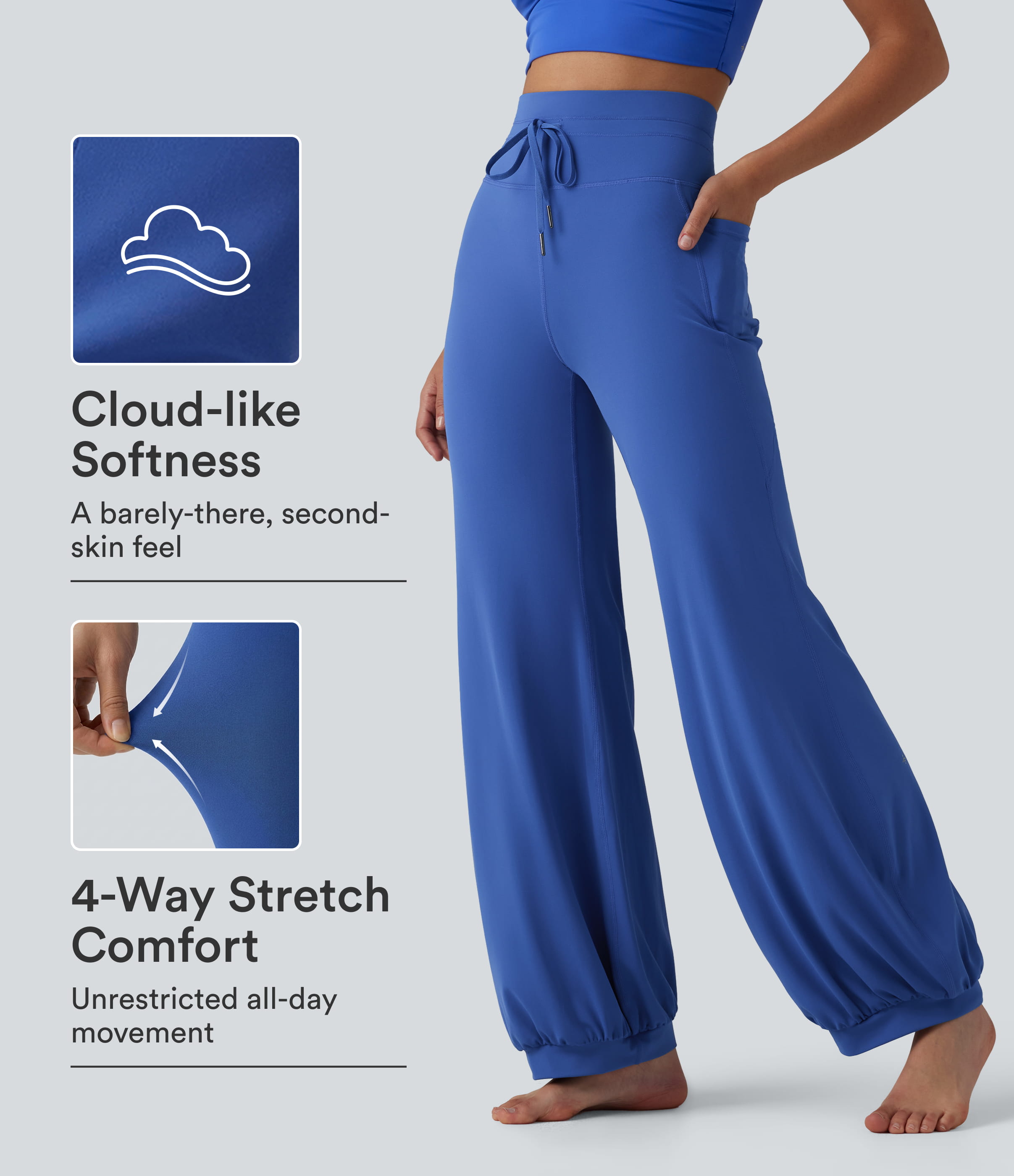 SoftlyZero™ High Waisted Drawstring Dance Balloon Pants with Pockets-UPF50+