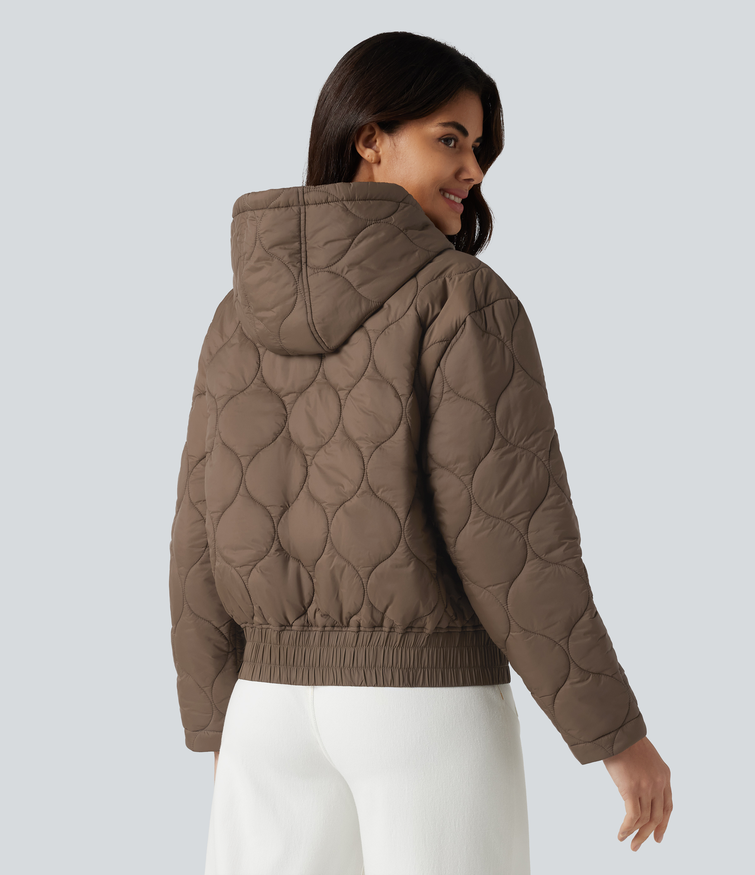Shitake Hooded Drawstring Long Sleeve Casual Padded Jacket with Pockets / 2